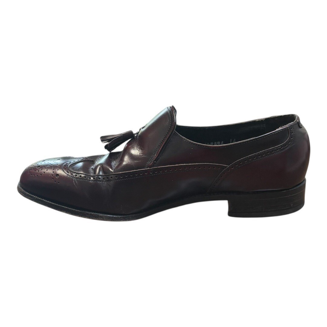 Florsheim Tassel Wingtip Loafers Men 9.5 D Burgundy Leather Brogue Slip On Shoes