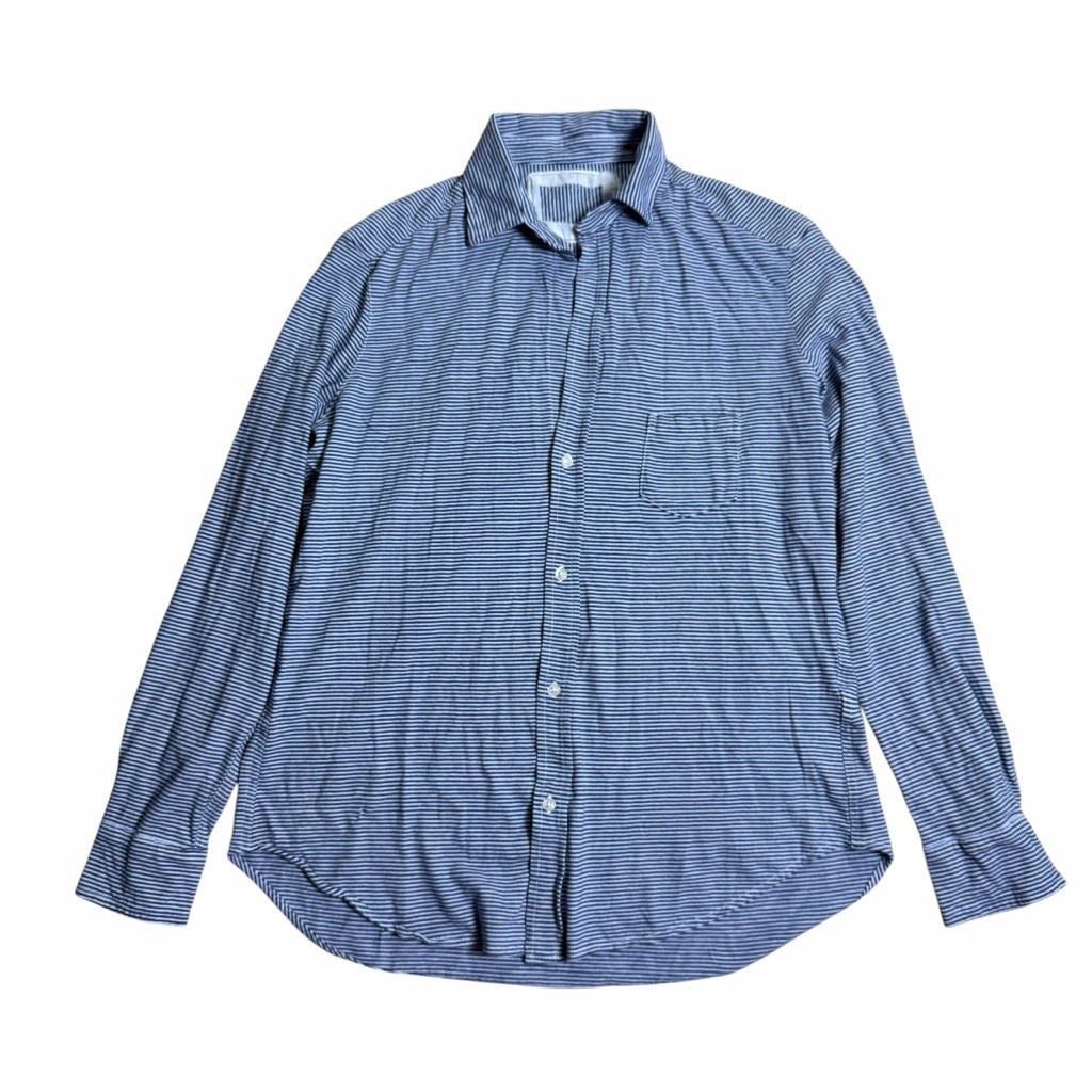 Frank & Eileen Tee Lab Stripe Essentials Jersey Eileen Button Up Blue White XS