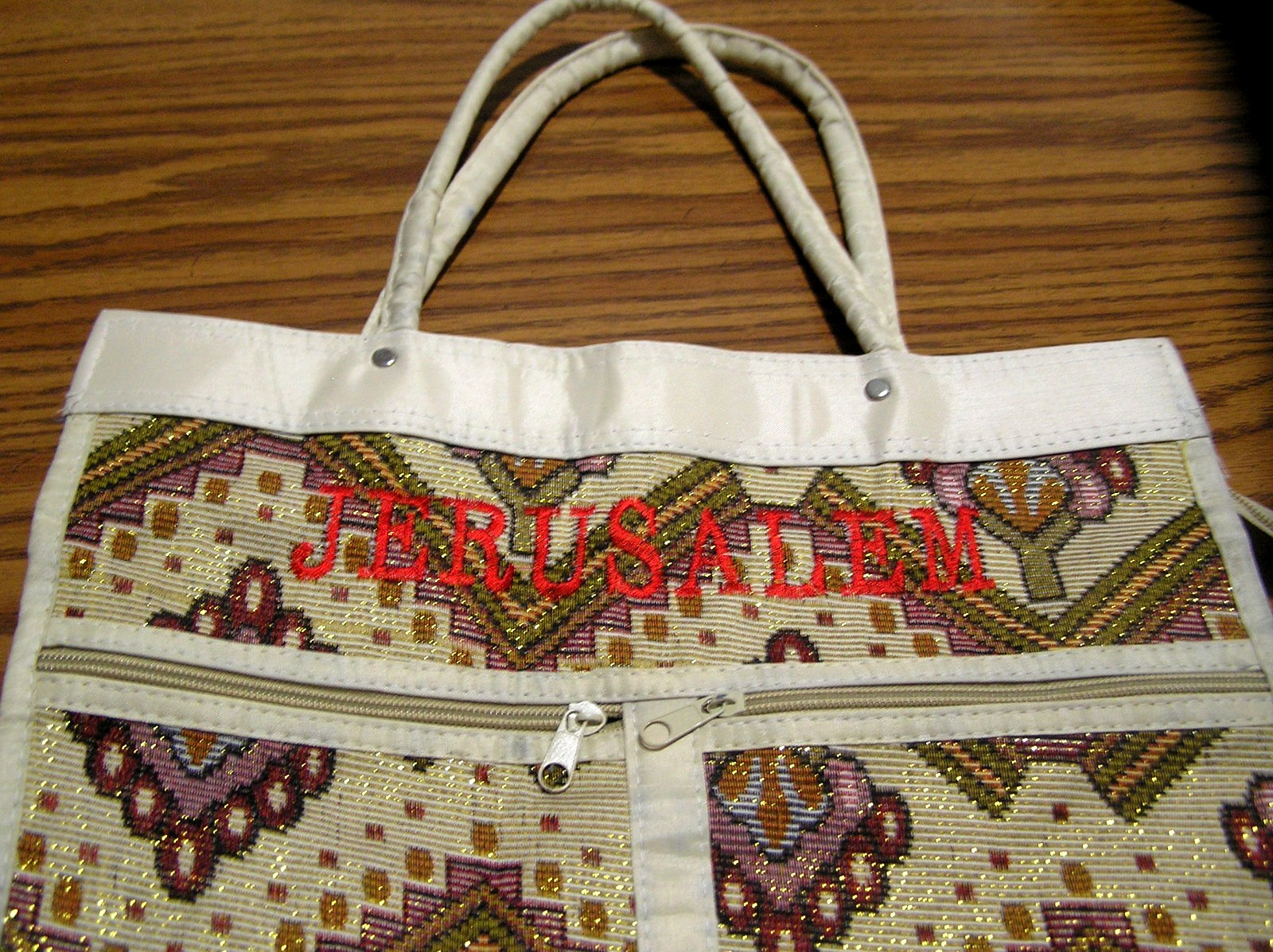 Embroidered “Jerusalem” Tapestry Tote Featuring Geometric Anatolian Patterns