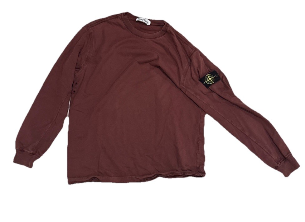 Stone Island Men’s Long Sleeve Shirt Size L Maroon Heavy Cotton