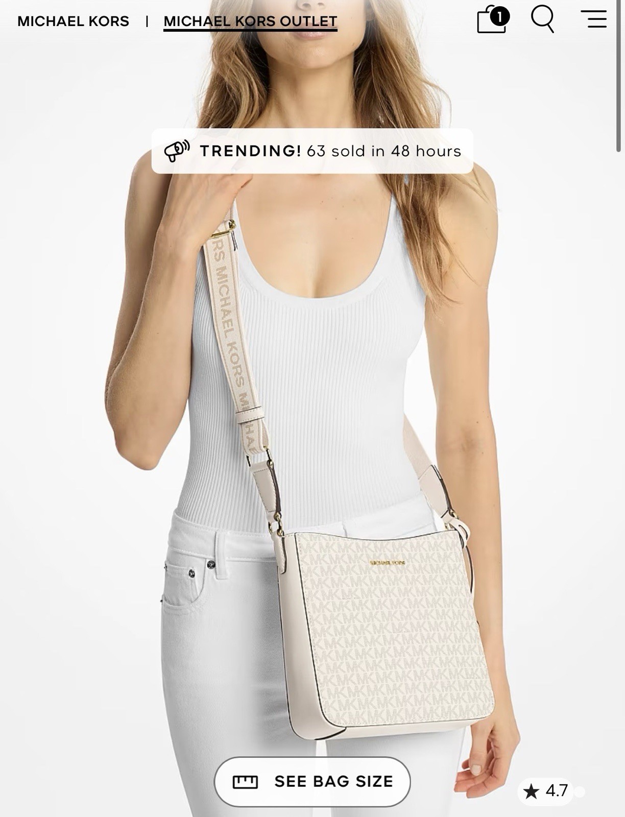 Michael Kors Jet Set Travel Small Signature Logo Travel Bag – Cream