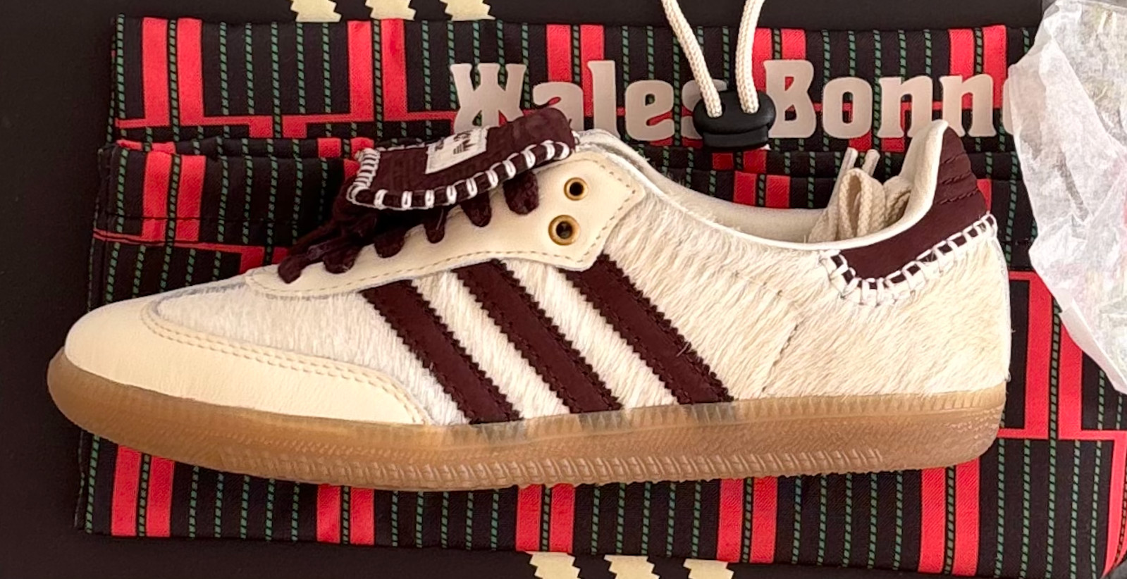 adidas x Wales Bonner Samba Pony Cream White Burgundy IE0586 EU 37 1/3 New
