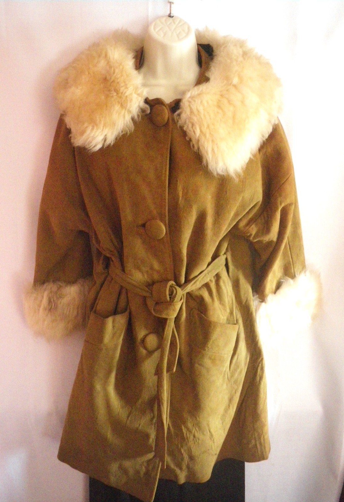 VTG 60s 70s Penny Lane Afghan Style Coat Suede & Sheepskin As Is Distressed Sz S