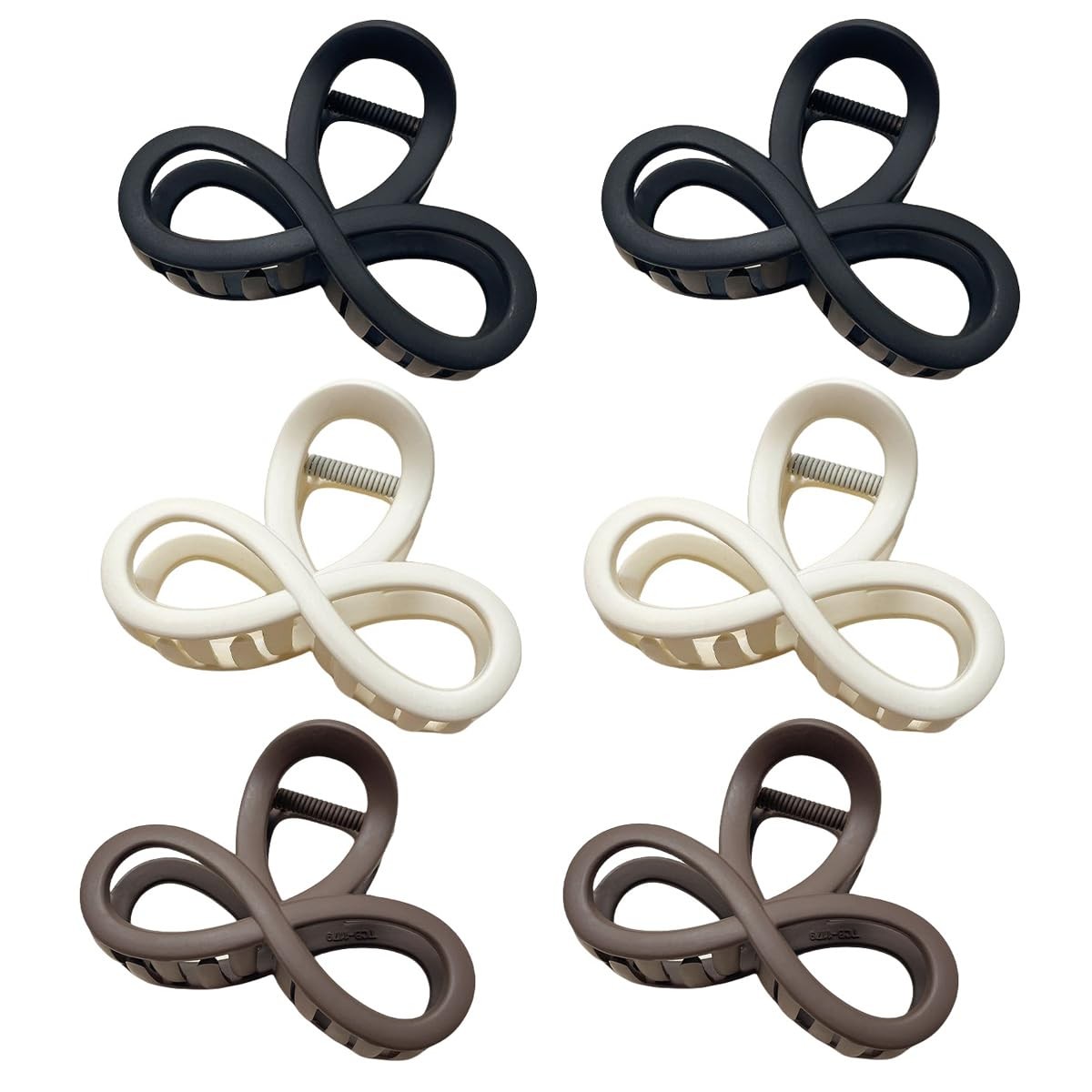 QIRUIRED 6 PCS Hair Clips for Thick 1 Count (Pack of 6), Black, White, Brown