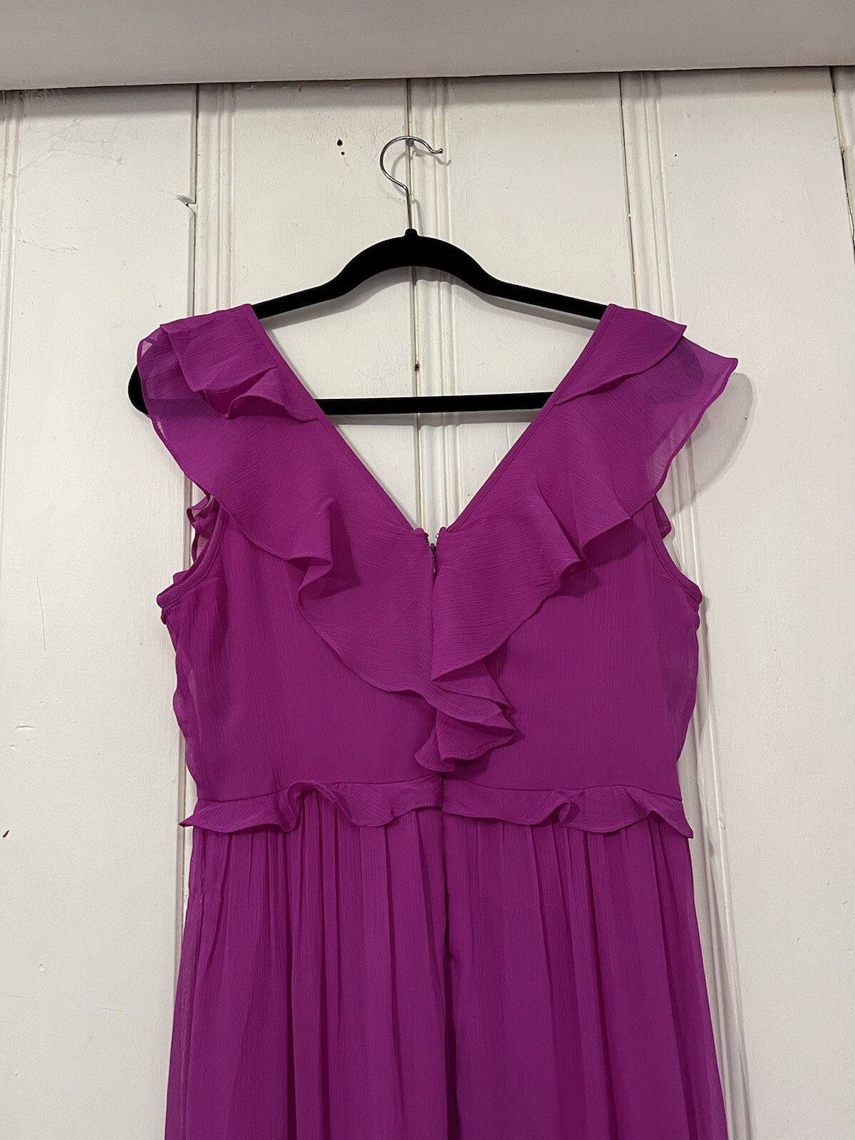 DKNY Chiffon Wedding Guest party dress Ruffled Fushia Size 6 pink New