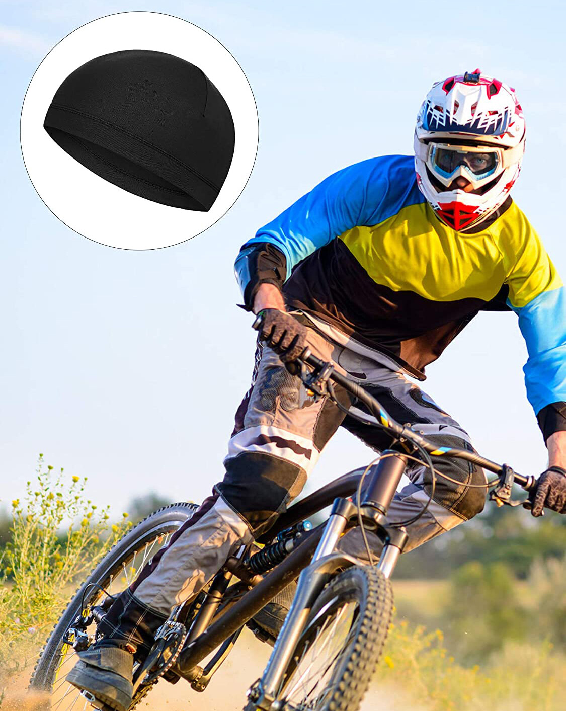 Cooling Skull Cap Helmet Liner Beanie Mesh Cycling Running Hat Fits Under Helmet