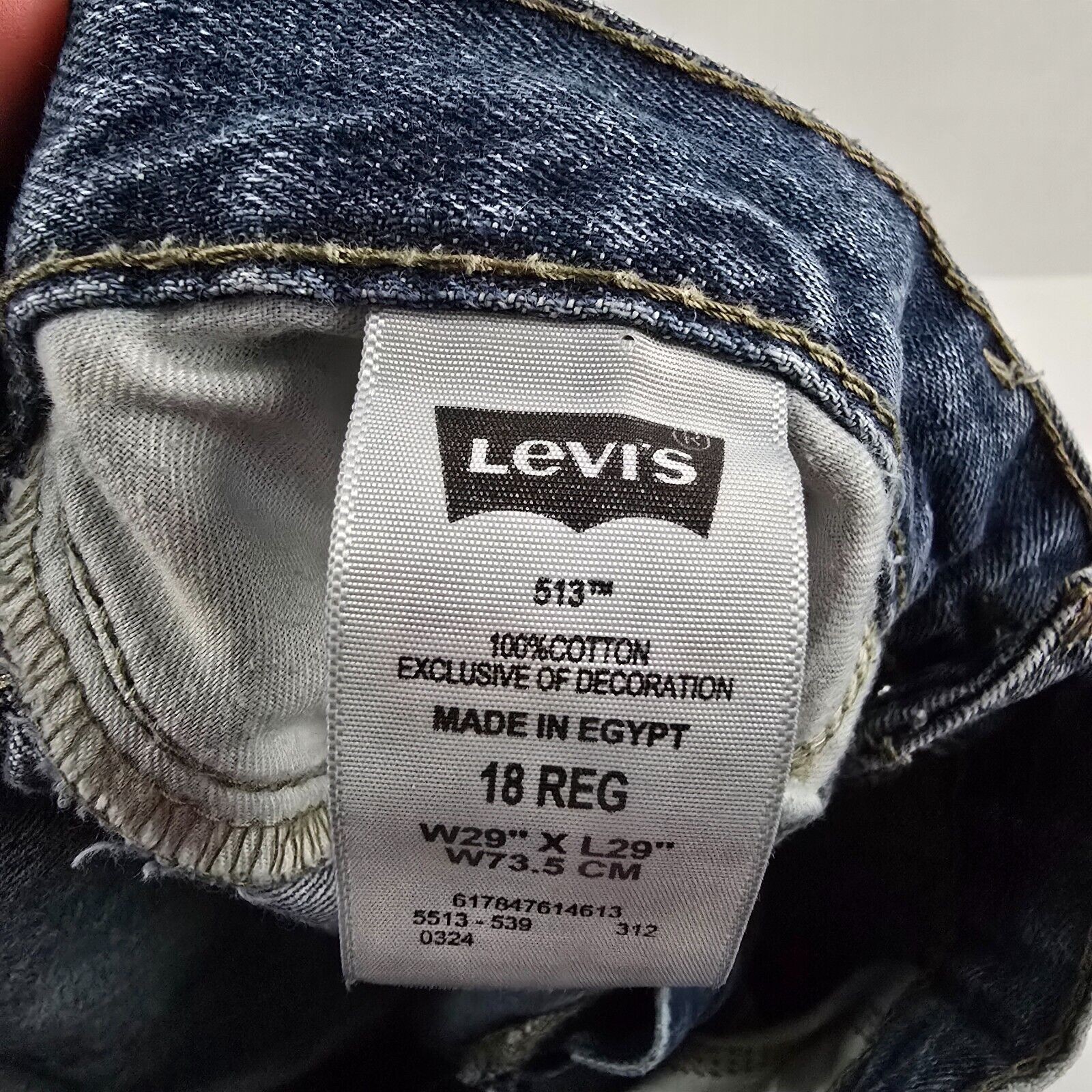 Levi’s 513 slim straight jeans boys 18 reg 29×29 blue denim 4929