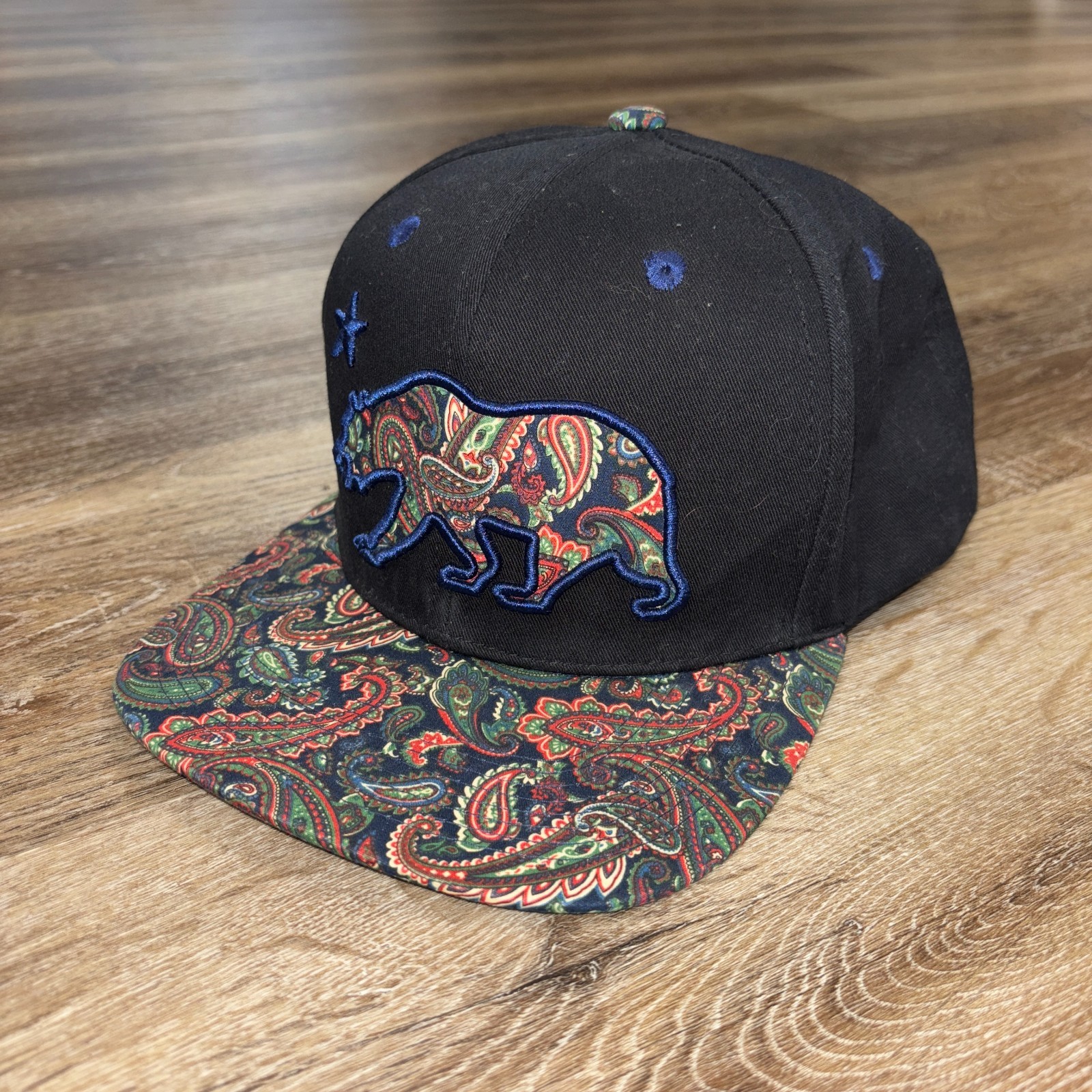 Top Level California Republic Bear Flat Brim Adjustable Snapback Hat Cap