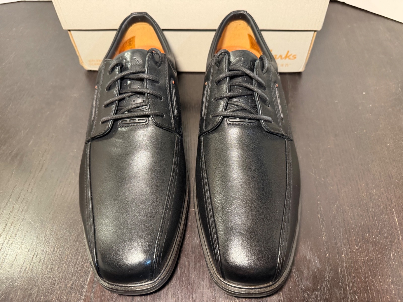 Clarks Un Kendric Way Leather Dress Shoes Black Mens 8W (Wide)