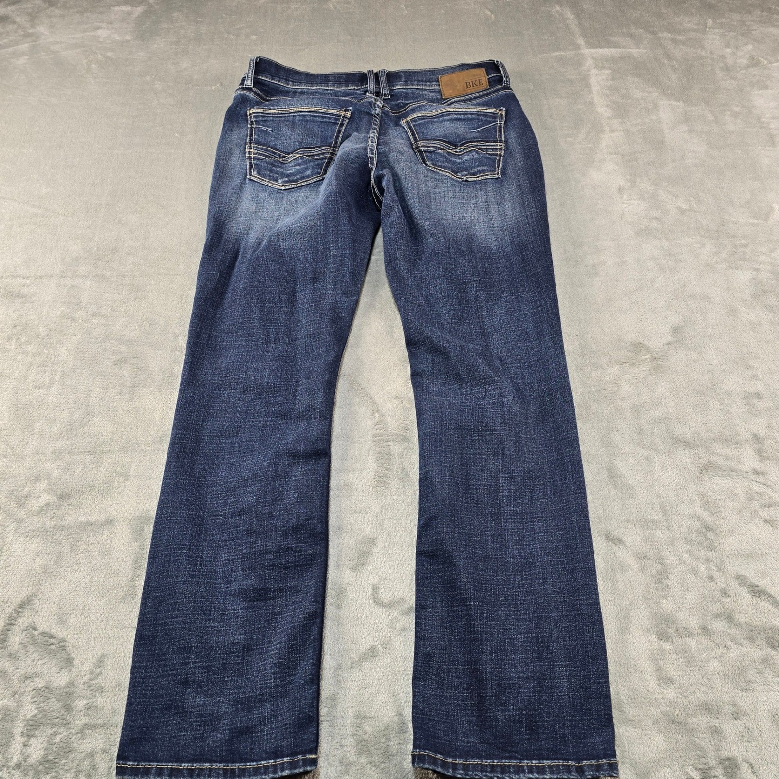 BKE Buckle Jake Straight Leg Jeans Mens 36 Dark Wash Stretch Denim Western Blue