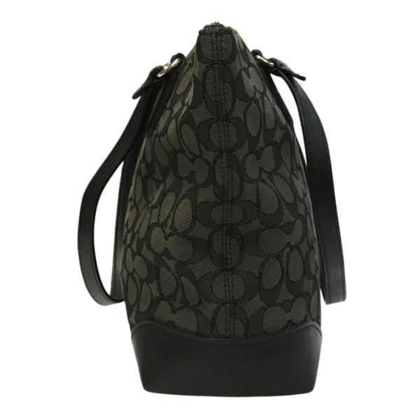 Coach Signature Tote Bag Ladies’ Canvas Leather Grey black F29958 T1 Used