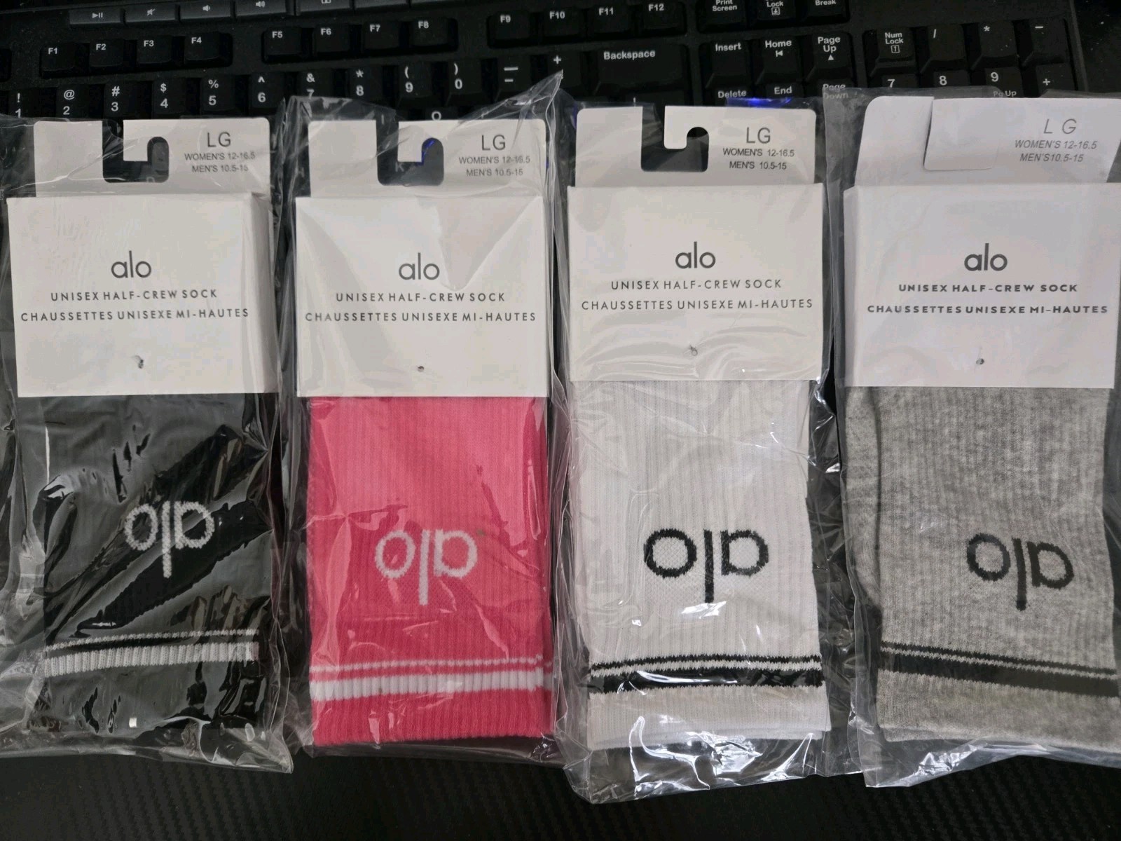 Alo Half Crew Throwbacks socks Size Large 4 Colors to Choose From