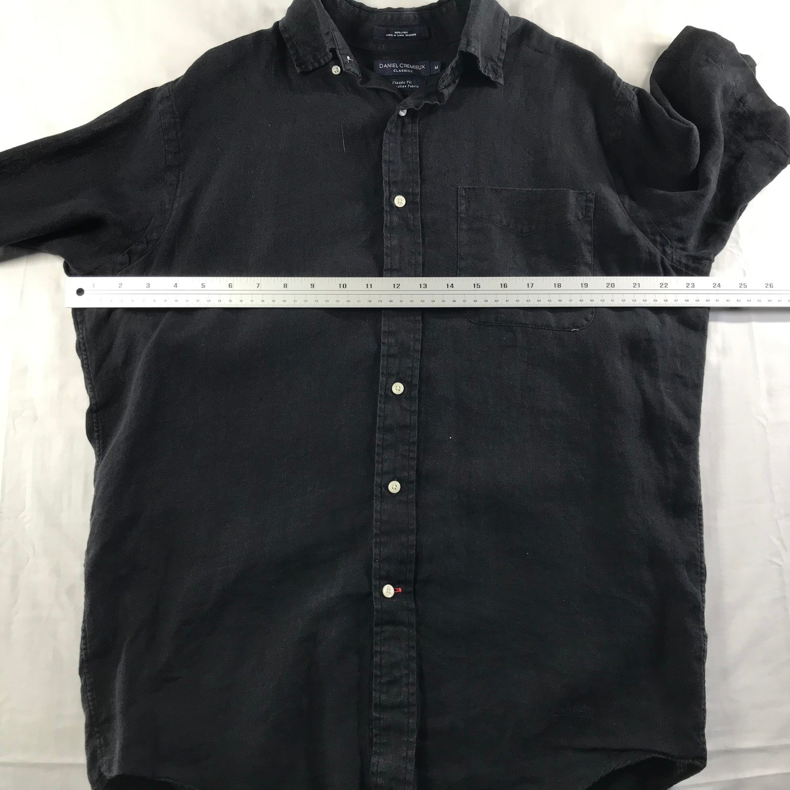 Daniel Cremieux Classics Mens Black 100% Linen Short Sleeve Button Down Shirt M