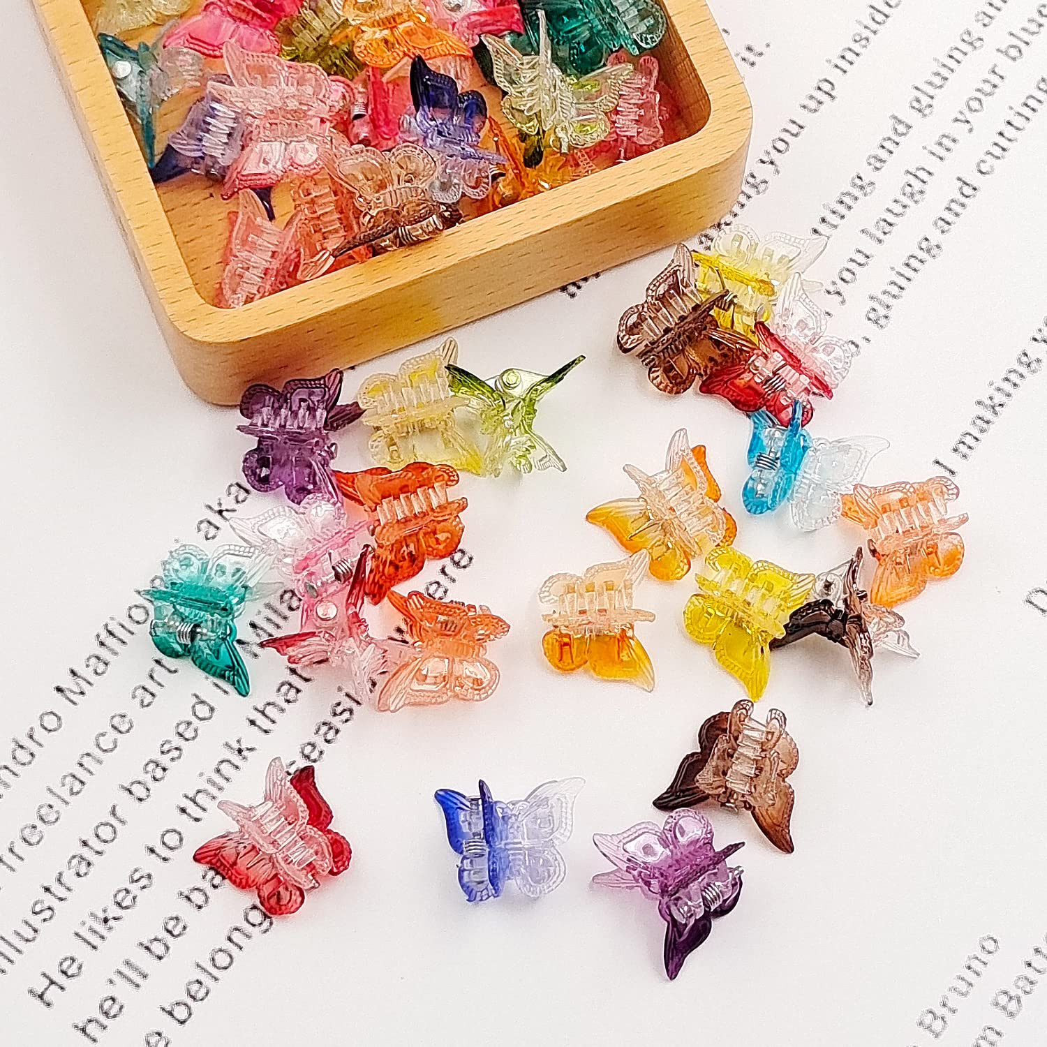 50 Packs Assorted Color Butterfly Hair Clips, Beautiful Mini Butterfly Hair Clip