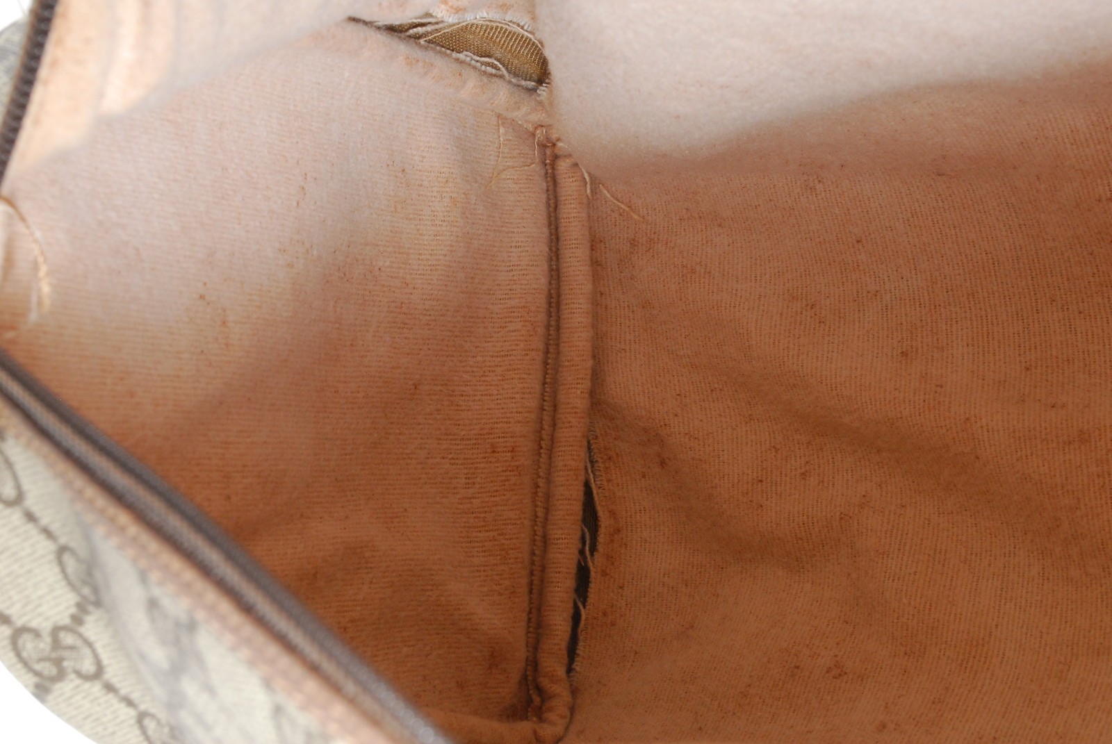 Gucci GG Supreme Canvas Leather Boston Bag Beige Brown