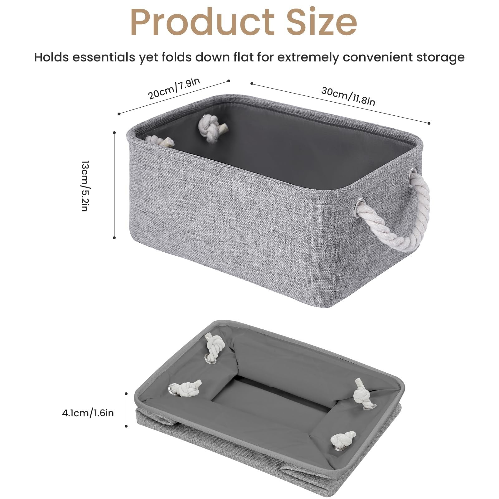 11.8×7.9×5.2 Inch Fabric Small Storage Bins with Handles 6 Pack | Foldable St…