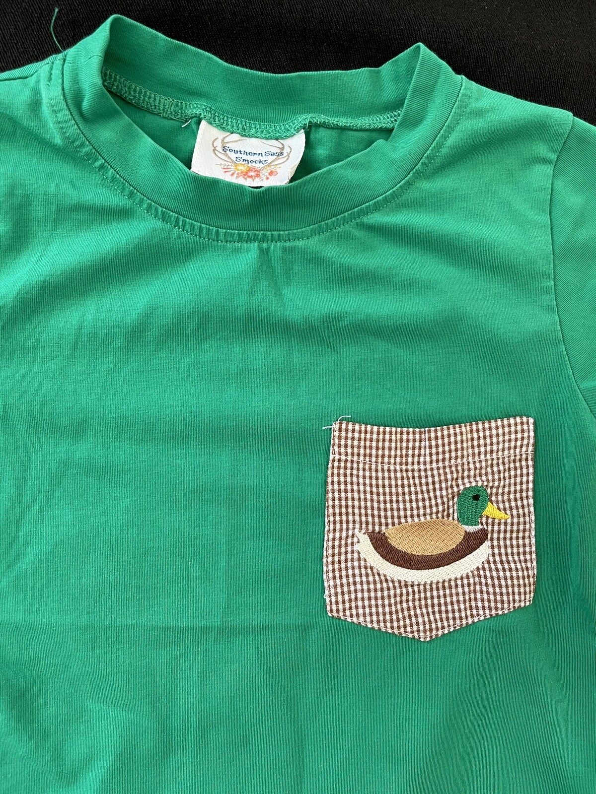 Southern Sass Smocks EUC Green Embroidered Duck 100% Cotton Knit Romper-18Mos
