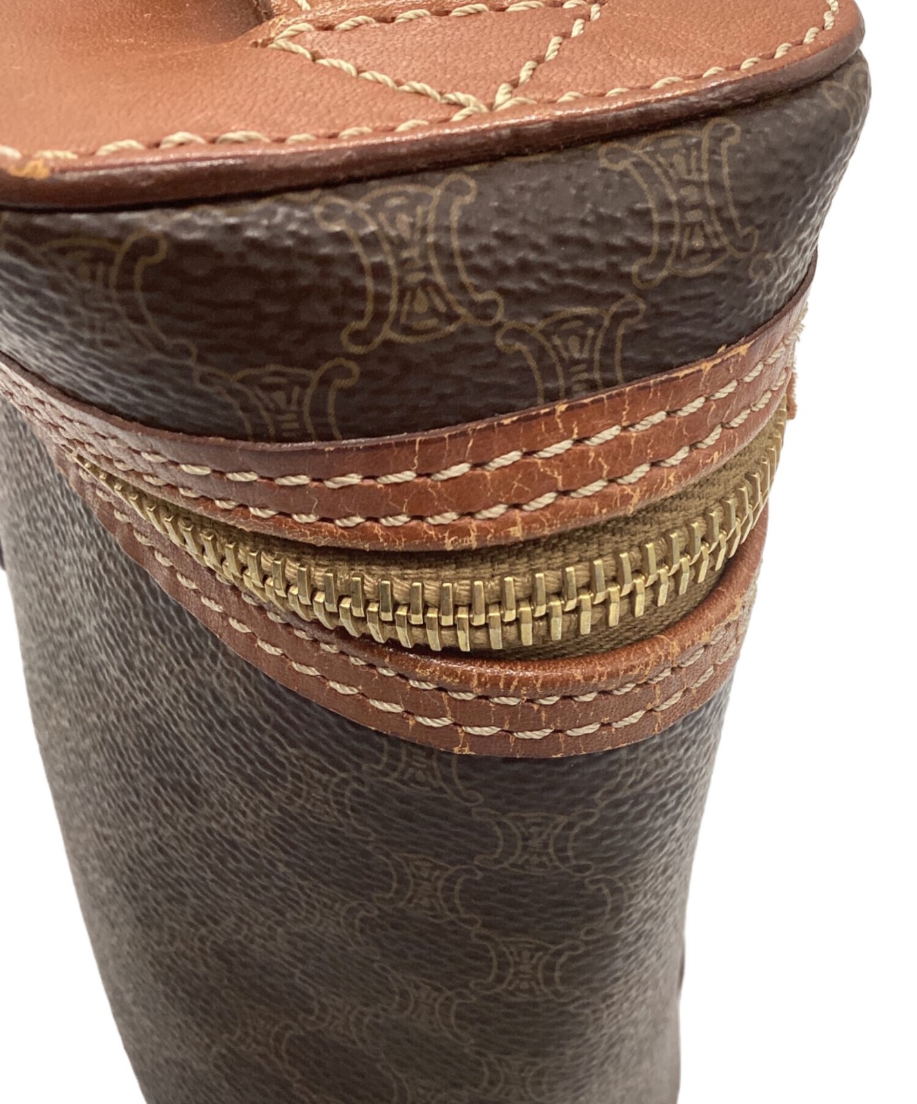 CELINE Vanity Bag Macadam Pattern Handbag Brown All-Over Print MC96 Women’s Auth