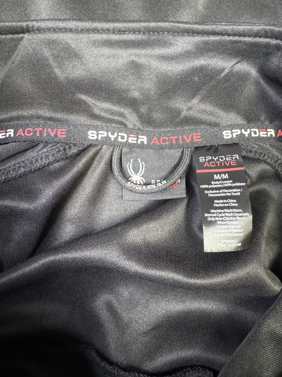 SPYDER Active Black Full Zip Breathable Jacket Moisture Wicking Size Medium