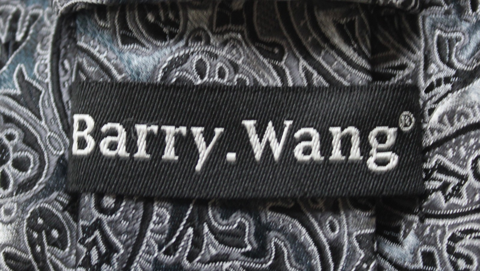 Barry Wang Men’s Flower Neck Tie & Handkerchief AP2 Silver Paisley One Size NWT