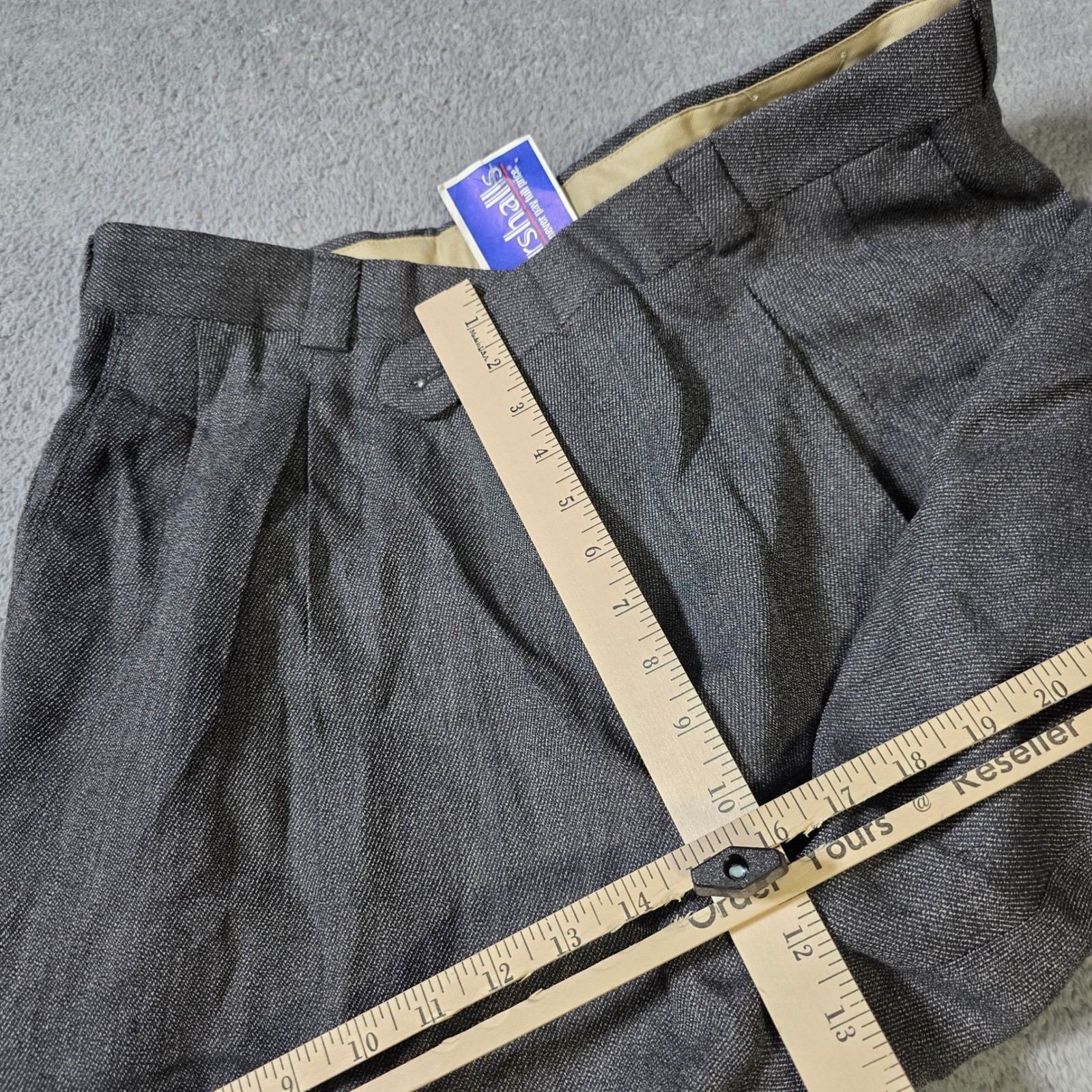 Austin Reed Mens 36×30 Rovers Pleated Wool Worsted Trousers Grey Cuffed Vintage