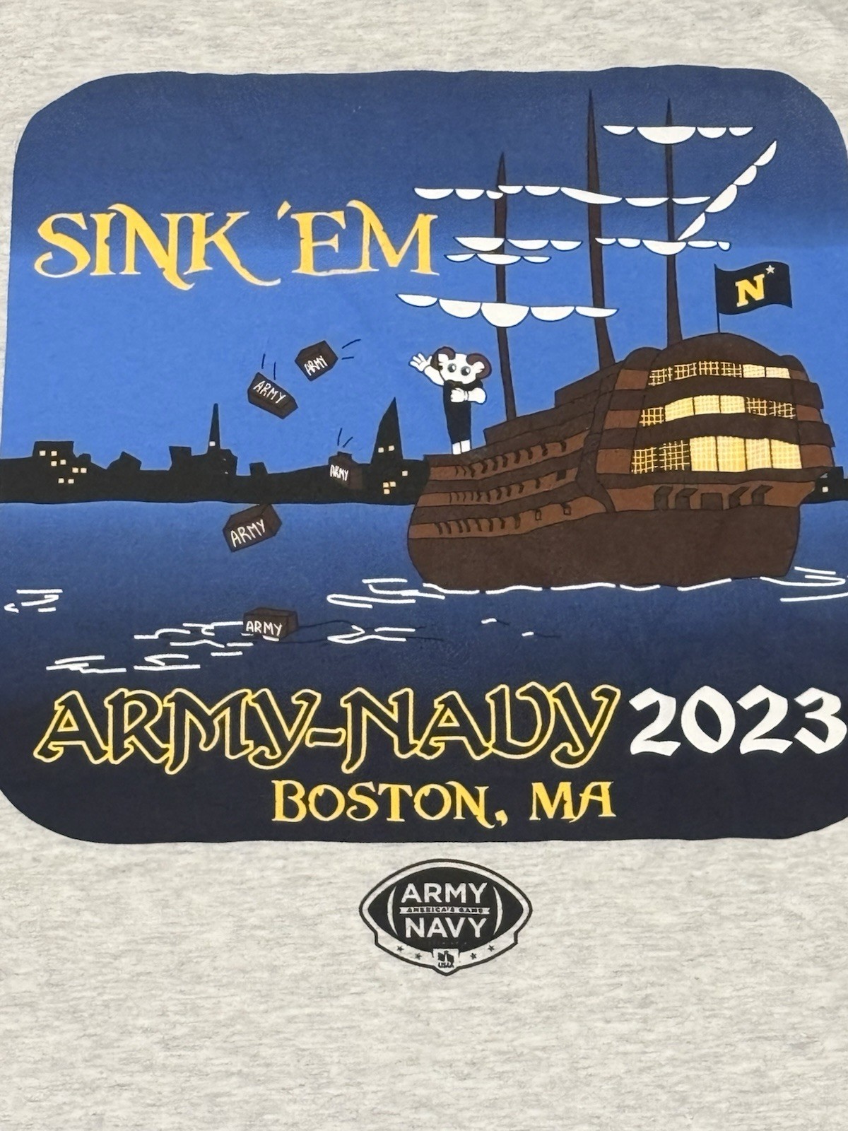 NCAA Army Vs Navy 2023 Sick Em Men’s Size Medium T-shirt Gray Euc