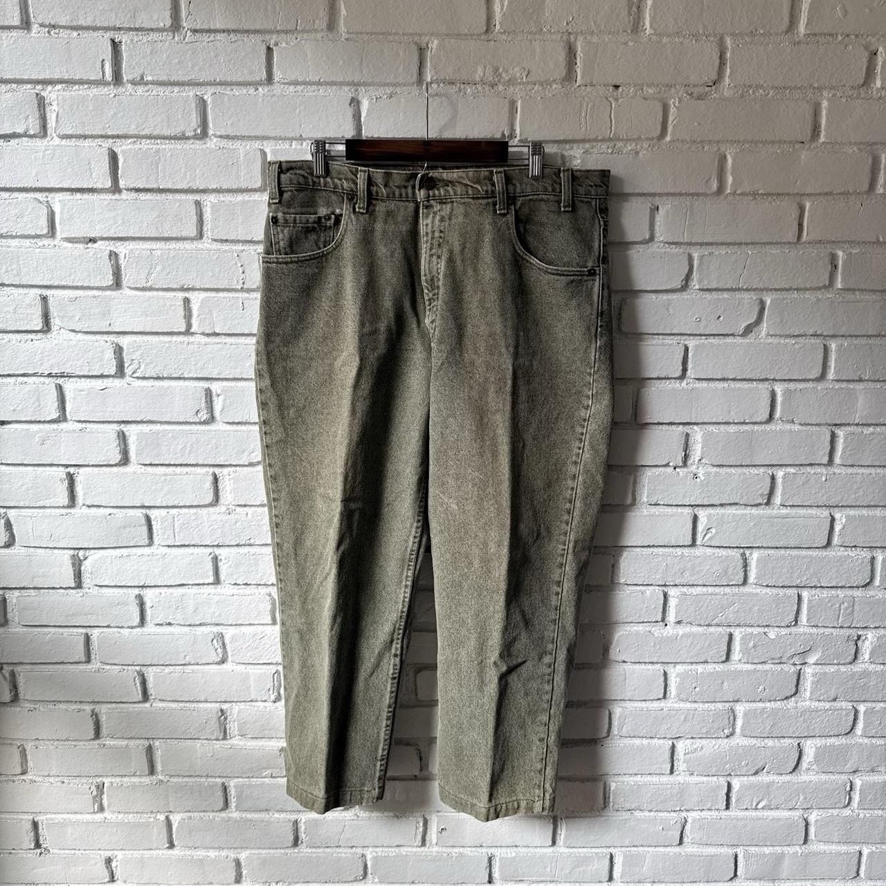 Vintage 90s Levi’s 540 Leather Tab Baggy Green Denim Jeans 38×27