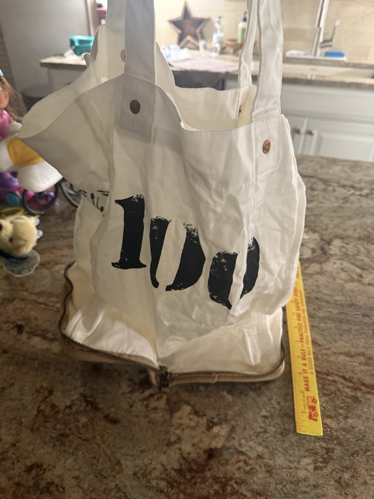 Feed 100 Children of the World Convertible Re-Usable Tote Bag Burlap/Cotton EUC