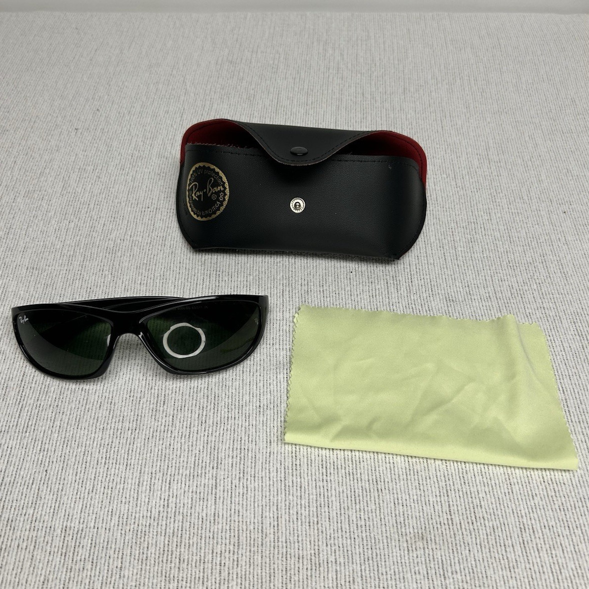 Ray-Ban RB4188 Wrap Sunglasses Black Plastic Frame Green Tinted Glass Lenses