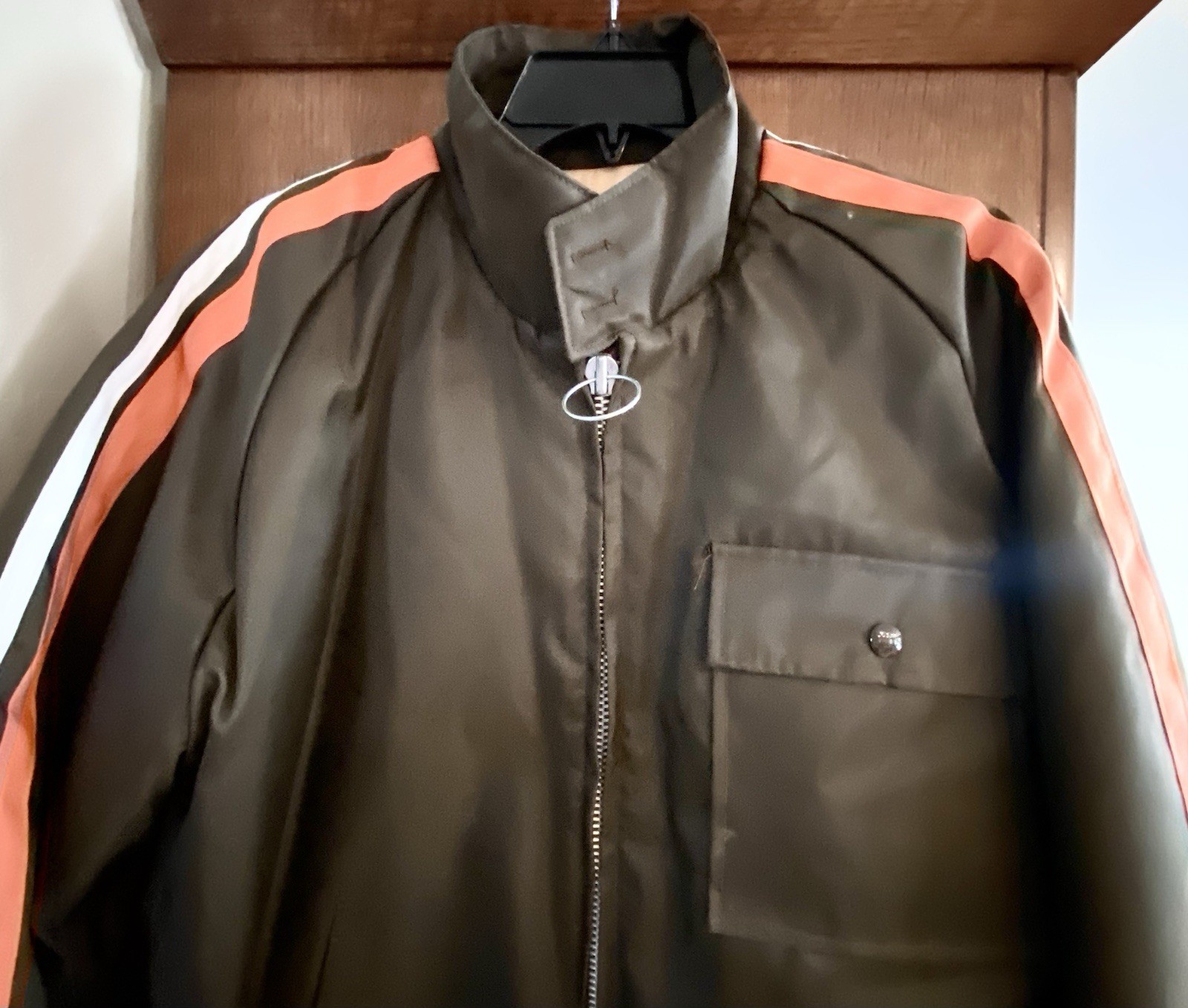 Vintage 80s U-Haul Bomber Puffer Jacket Large Swingster Button Snap Made in USA