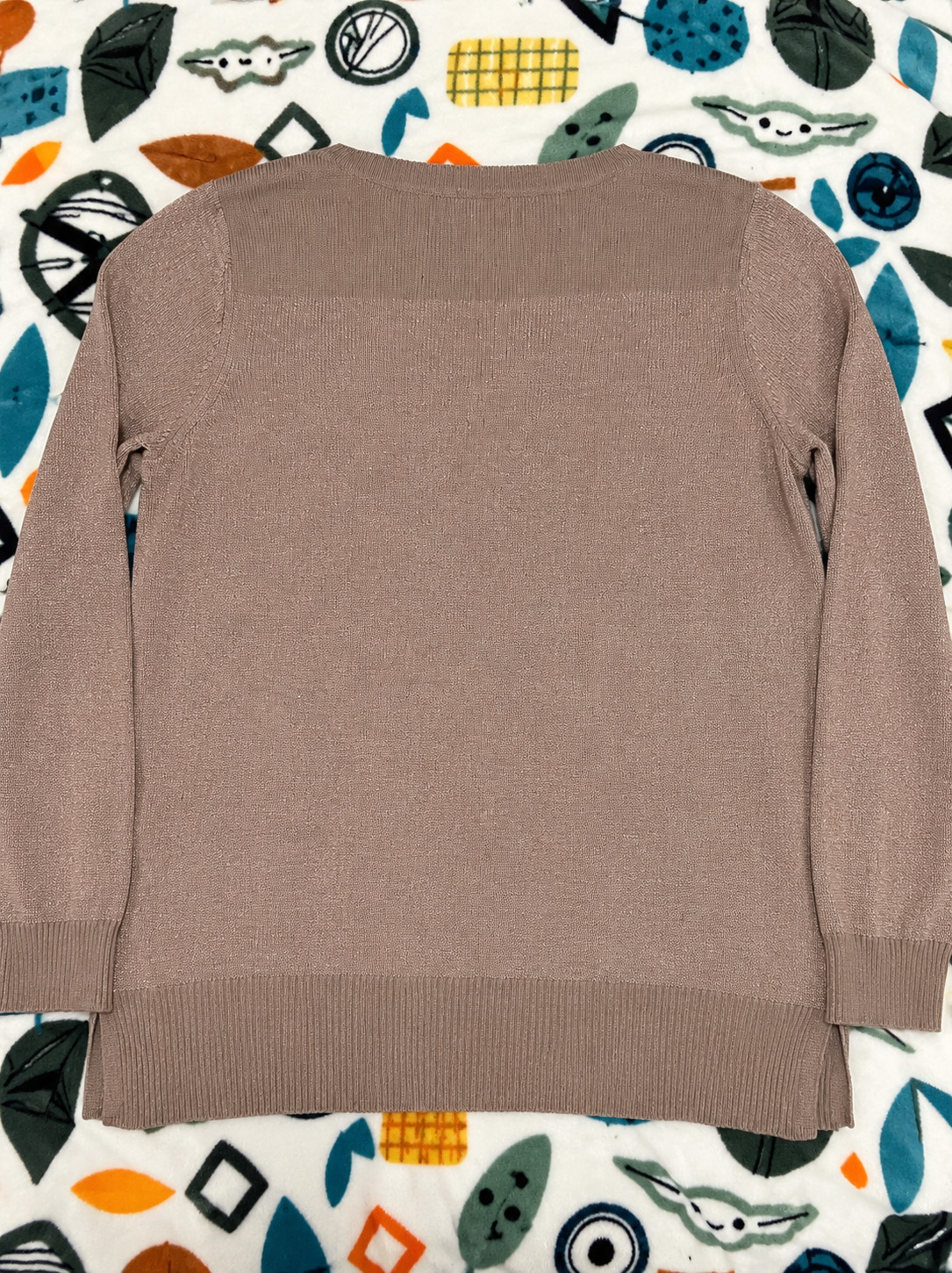 Croft & Barrow Womens XL Taupe Lightweight Knit Sweater Zip Pocket Long Sleeve P
