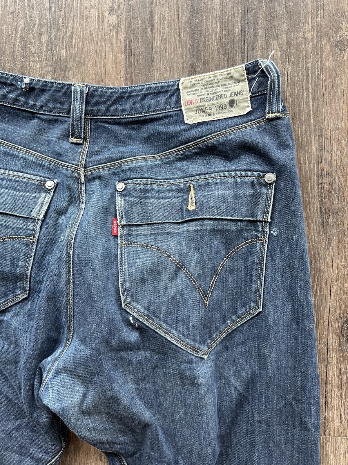 1999 Levi’s Engineered Jeans Straight Leg Twisted Seam Distressed Vintage 36×32
