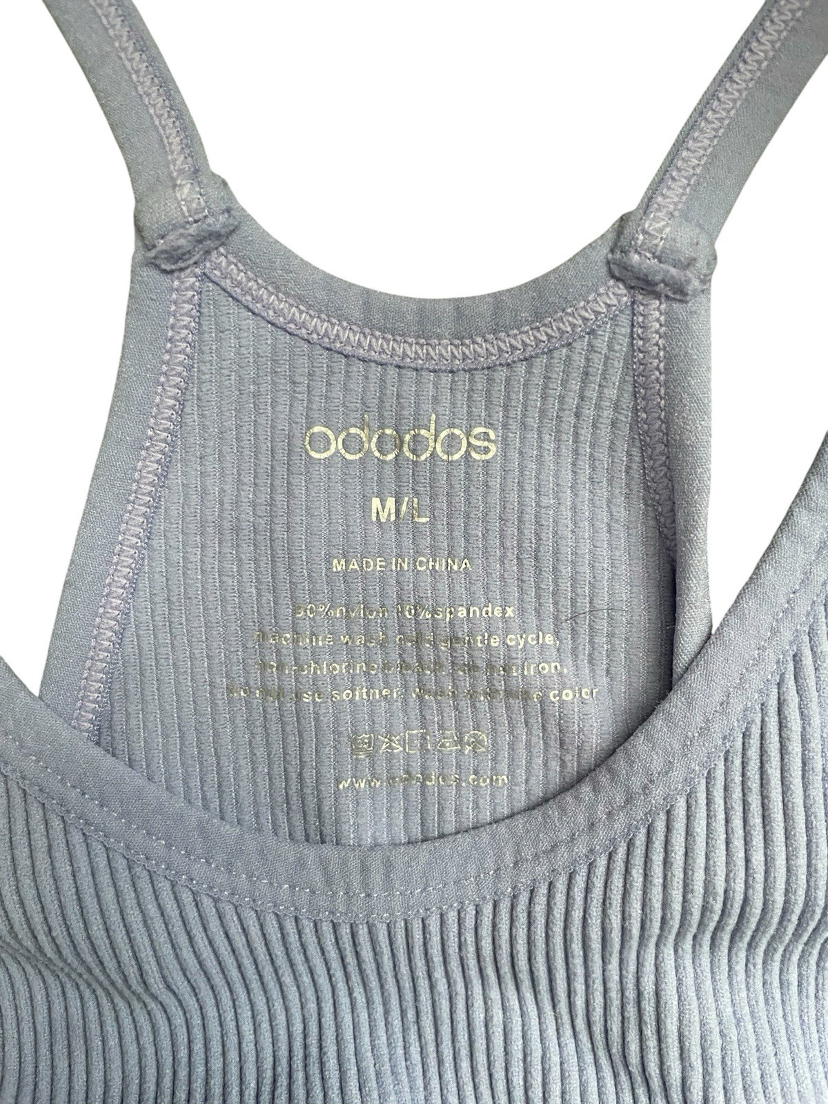 ODODOS Periwinkle Lavender Seamless Ribbed Crop Cami Tank Top Size M/L Workout M