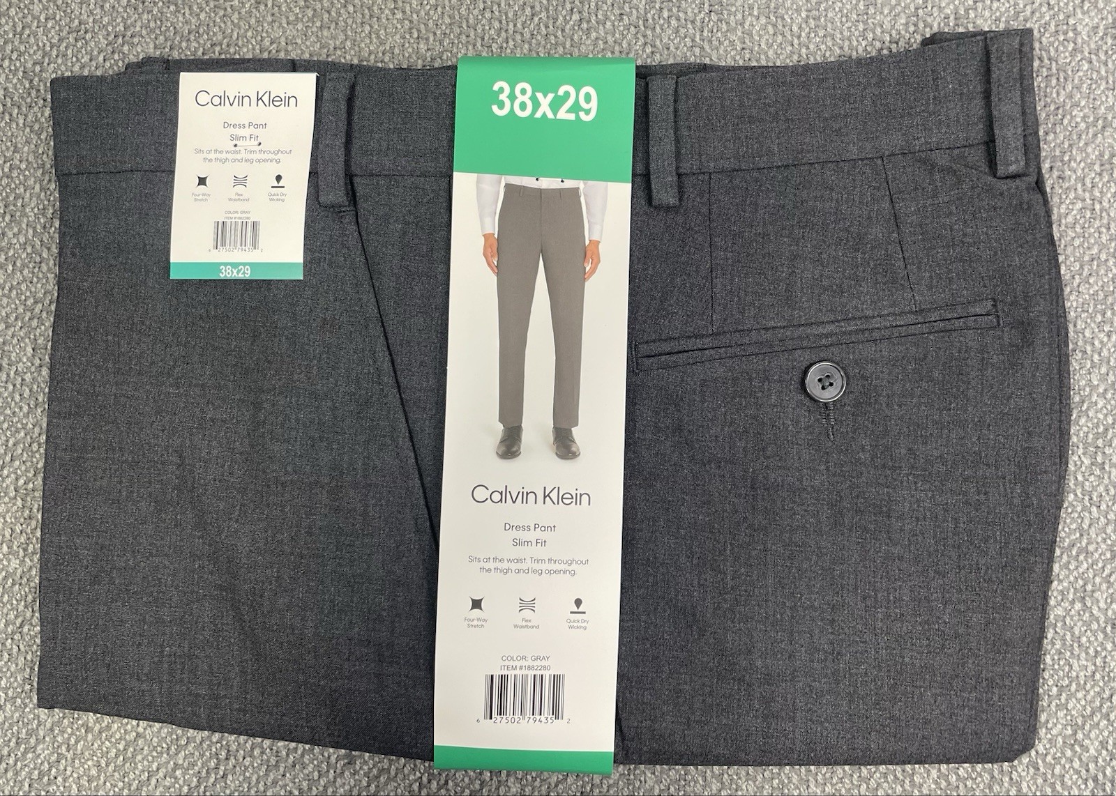 Calvin Klein Men’s Slim Fit Gray Dress Pants Size 38×29 NWT