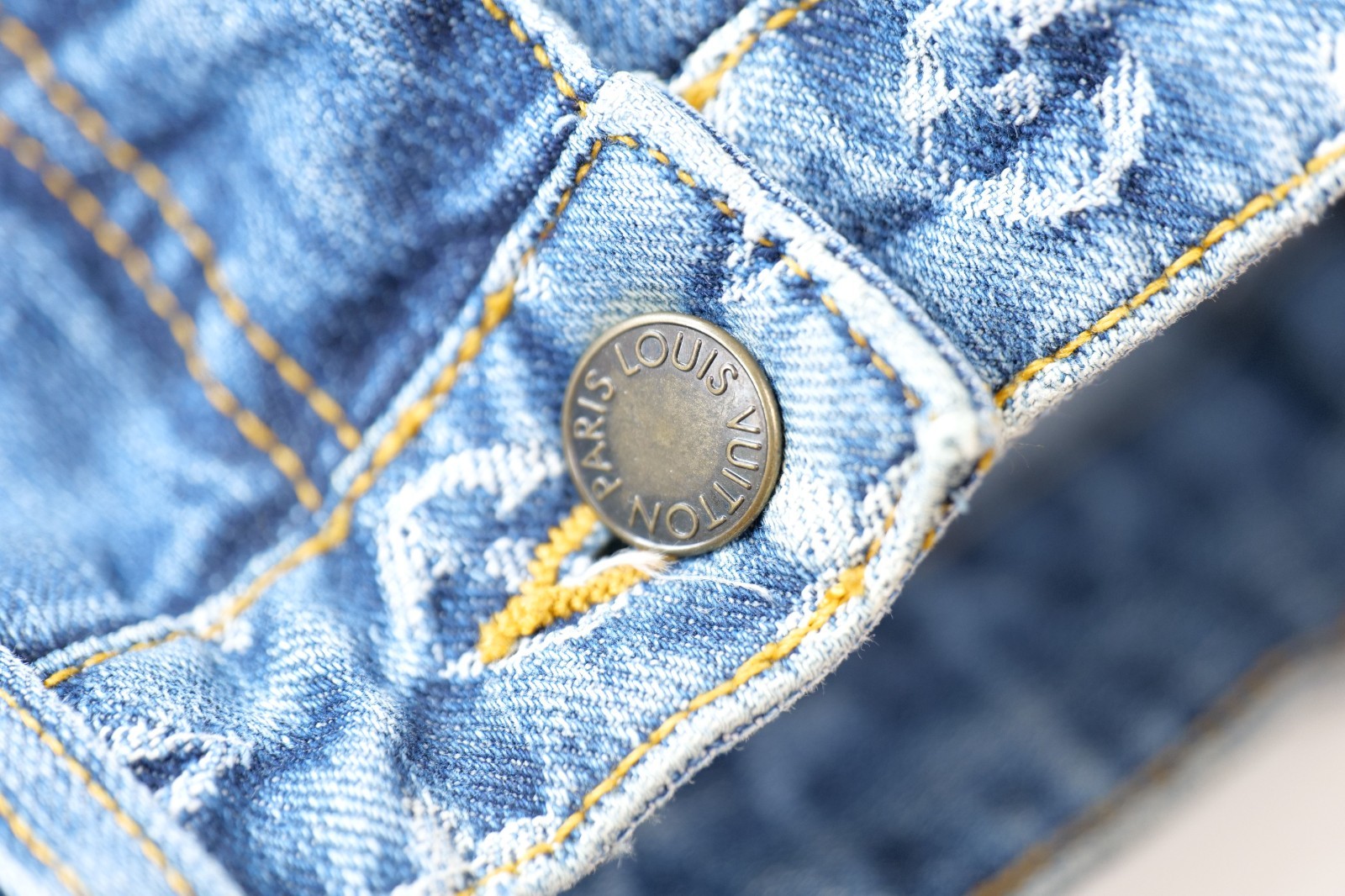 Louis Vuitton Blue Monogram Jacquard Trim Denim Jeans (Size FR38)