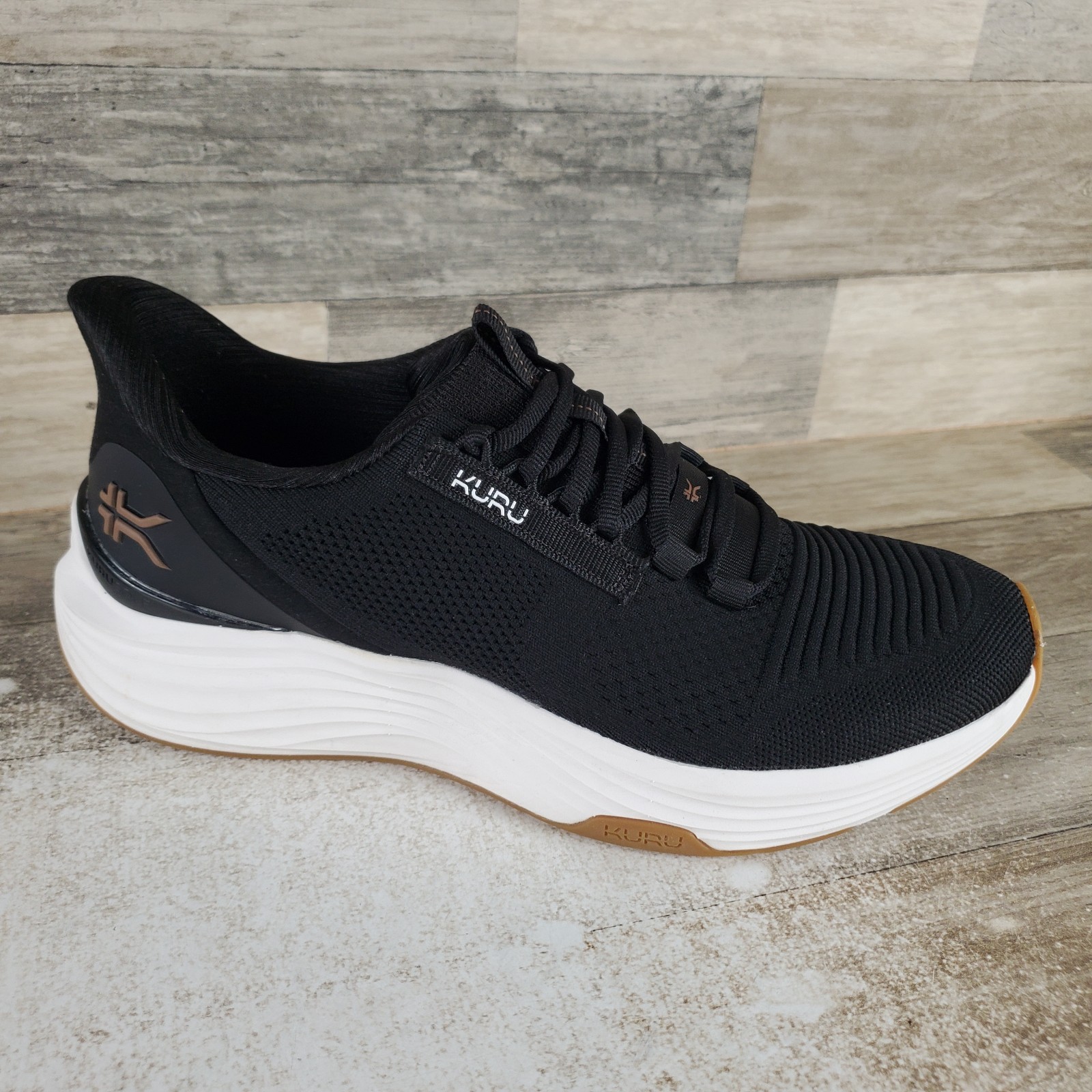 Kuru Atom 2 Womens Shoes Sz 10.5 W Running Jet Black Desert Tan Lace Up Sneakers