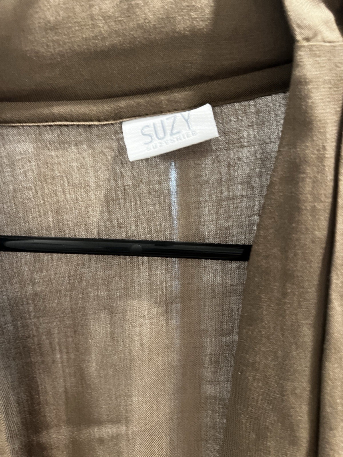 Brown/Tan Draped Long Sleeve Pockets Lightweight Kimono Top M