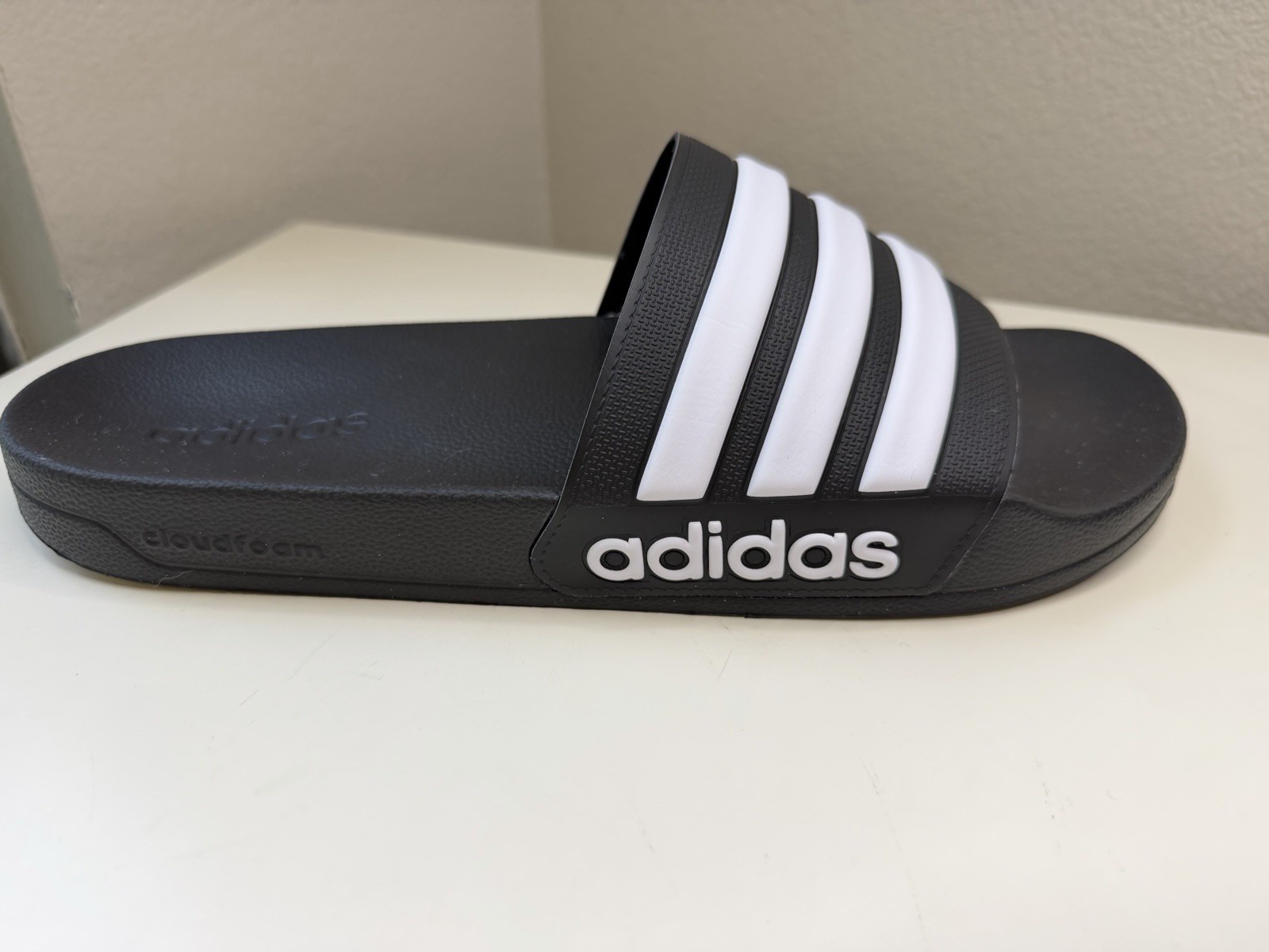 Adidas Adilette Shower Slides Black White Men’s Size 12 NWT