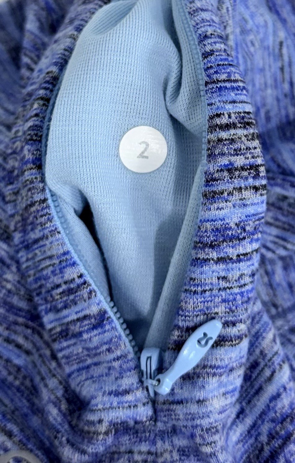 Lululemon Runderful Womens Pullover 2 Heather Blue Long Sleeve Zip Pockets Logo