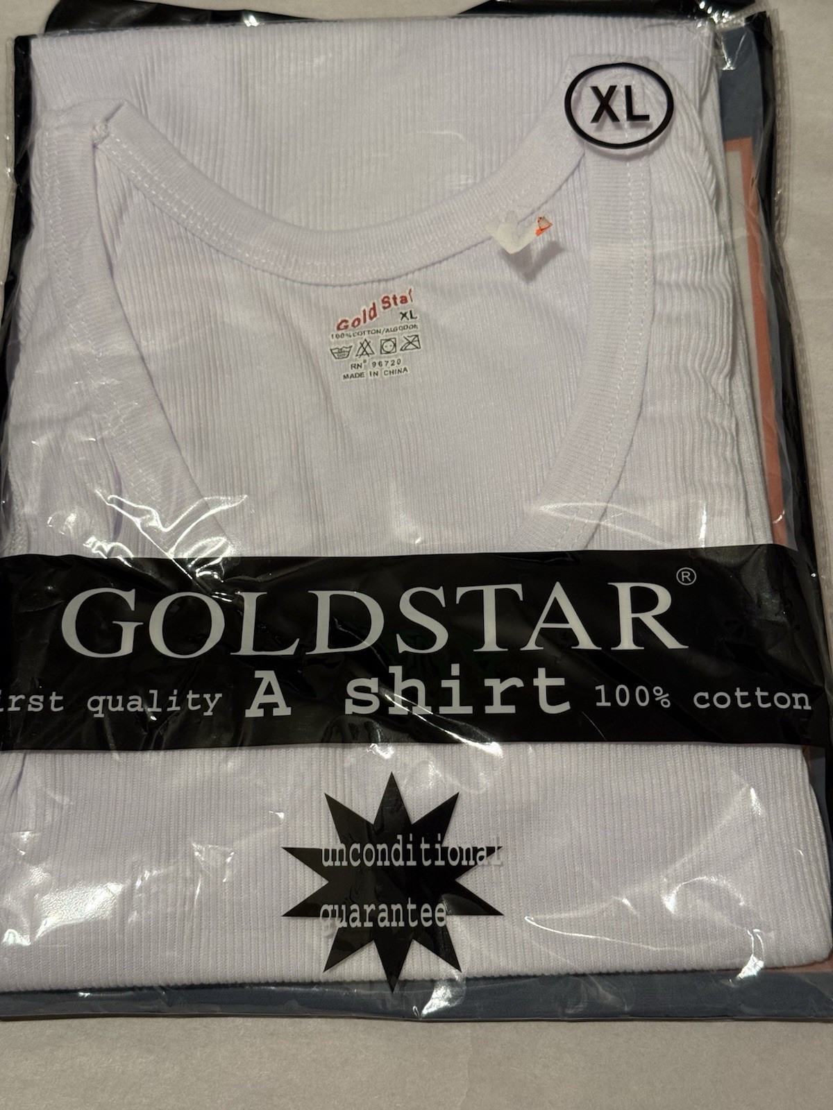 Goldstar Men’s A-Shirt Tank Undershirt XL White Ribbed 100% Cotton New Sealed