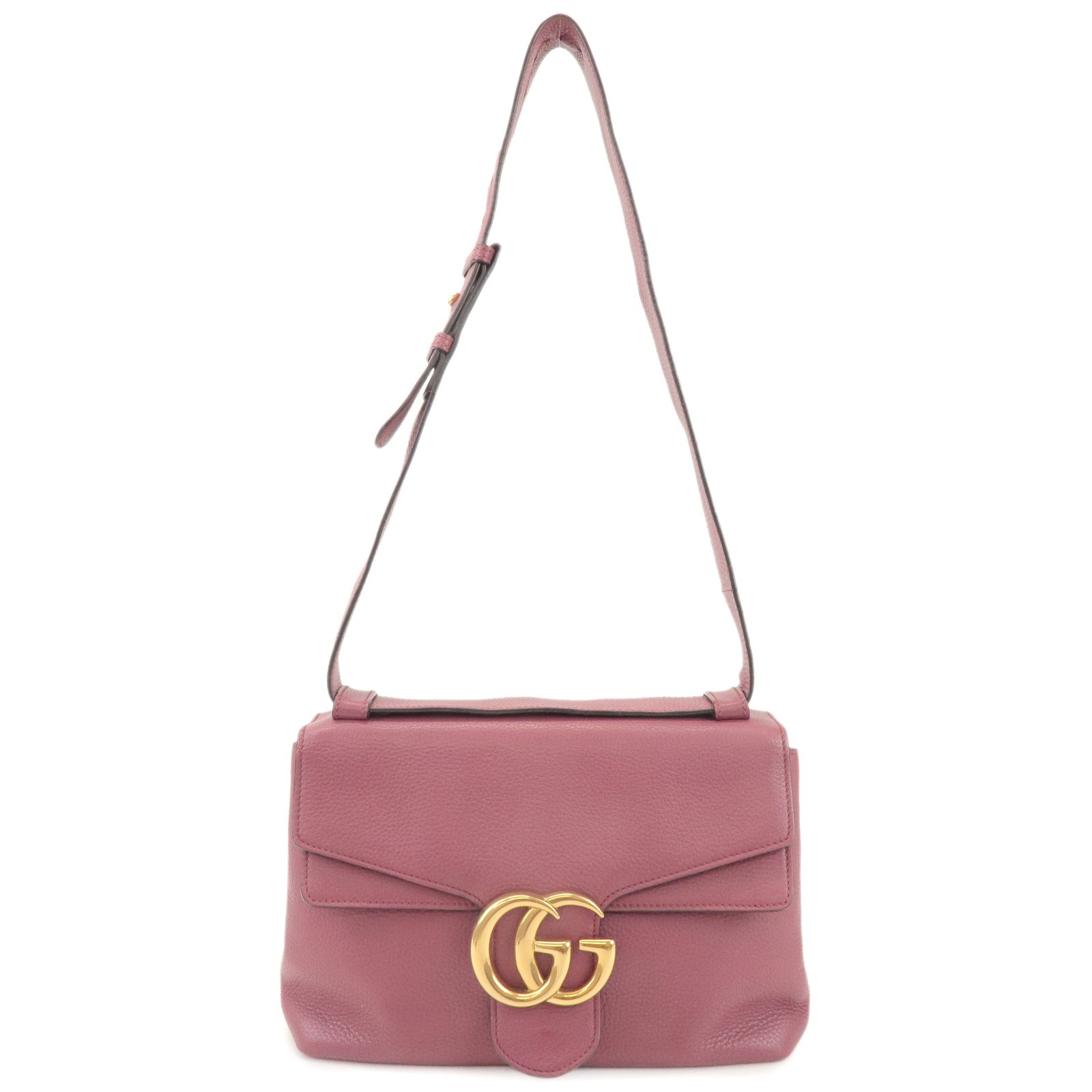 GUCCI GG Marmont Leather Shoulder Bag Rose Pink 401173 Authentic Used F/S