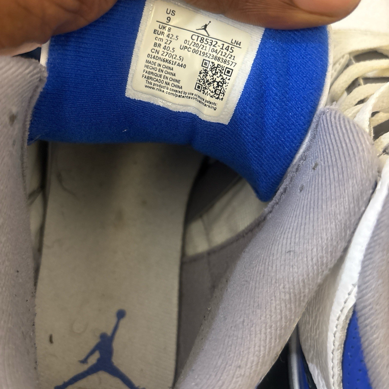 Jordan Air Jordan 3 Retro Racer Blue White Leather Low Top CT8532-145 Men