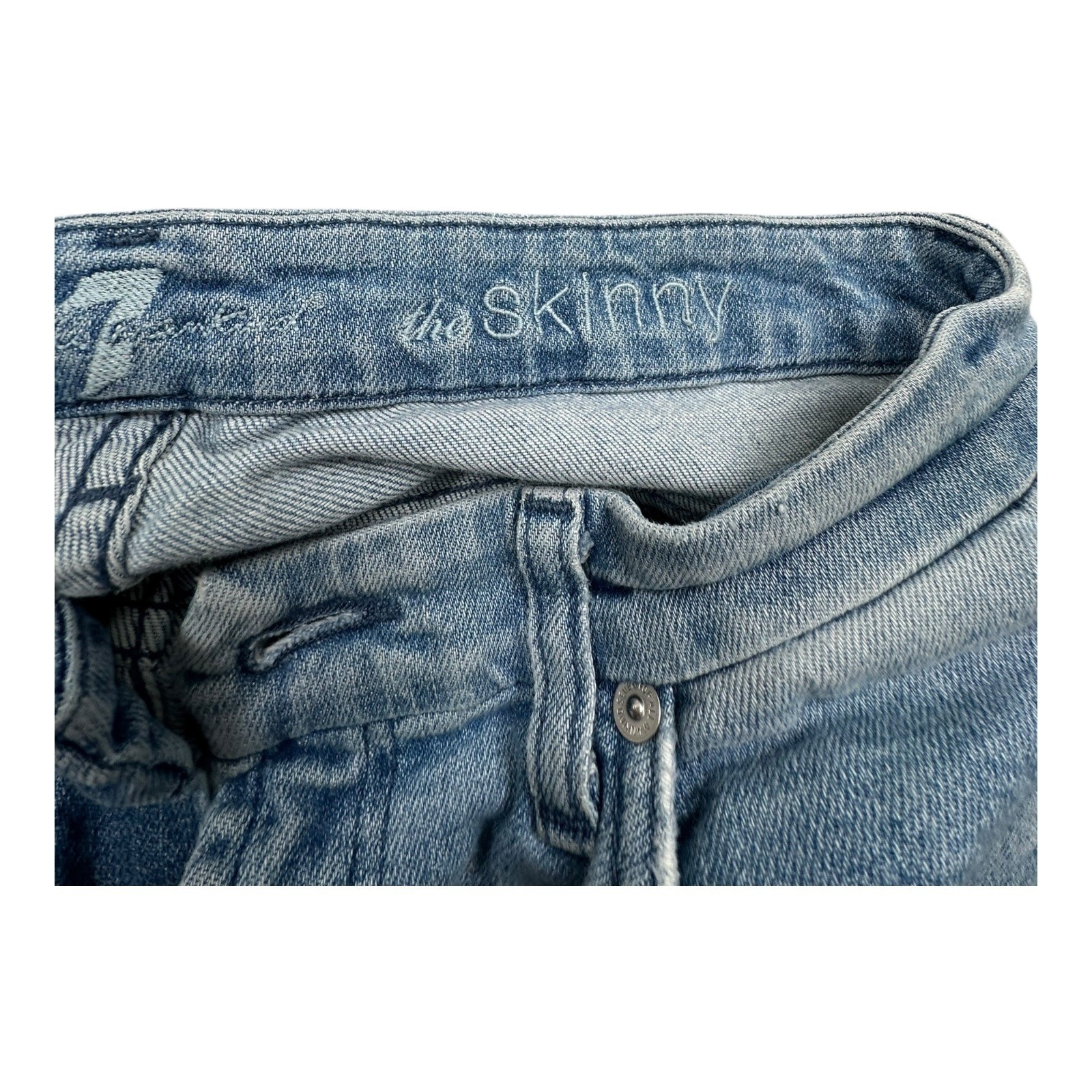 7 For All Mankind The Skinny Jeans Light Wash Distressed Size 28