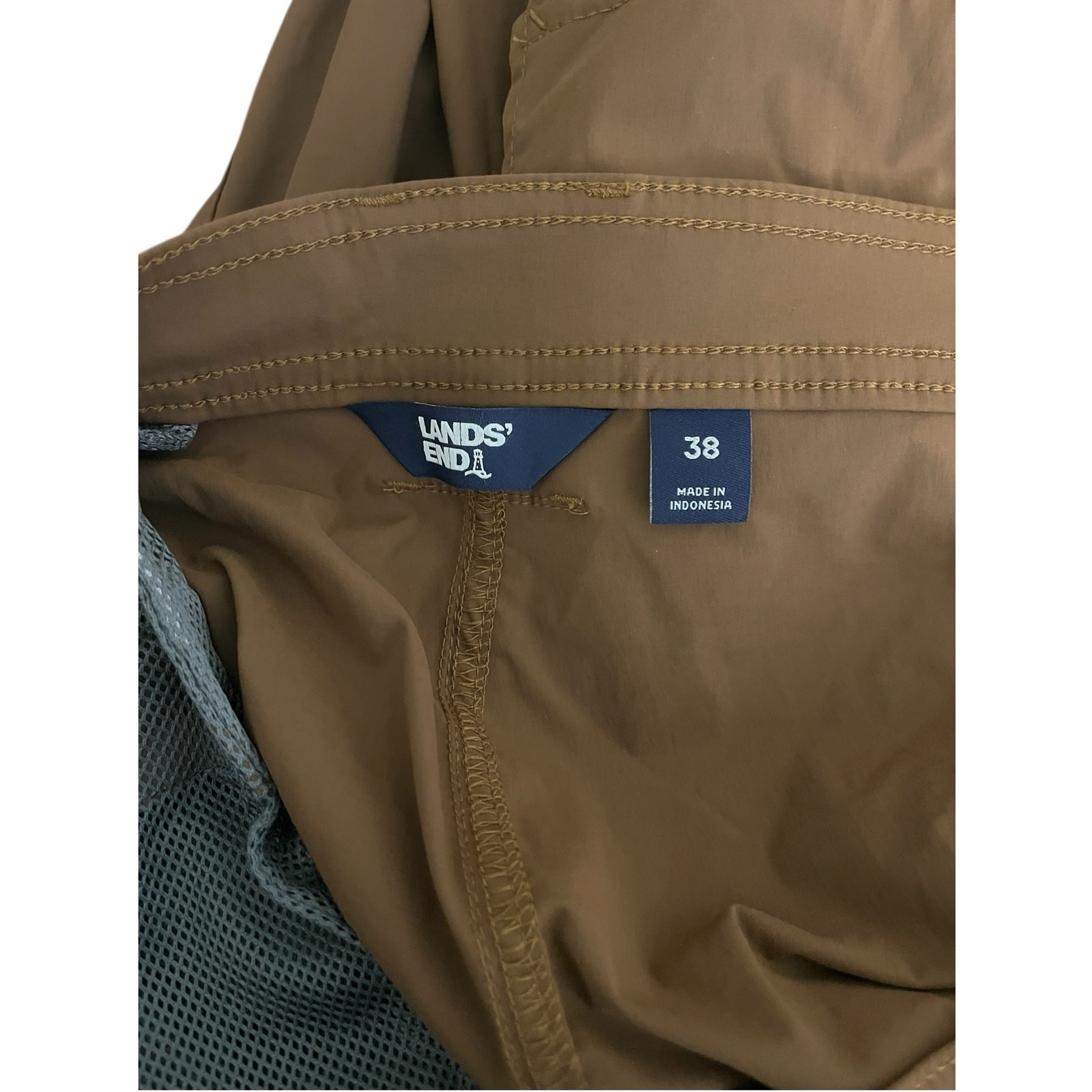 Lands End Mens Brown Nylon Blend Cargo Pants Size 38 Camping Outdoor Gorpcore