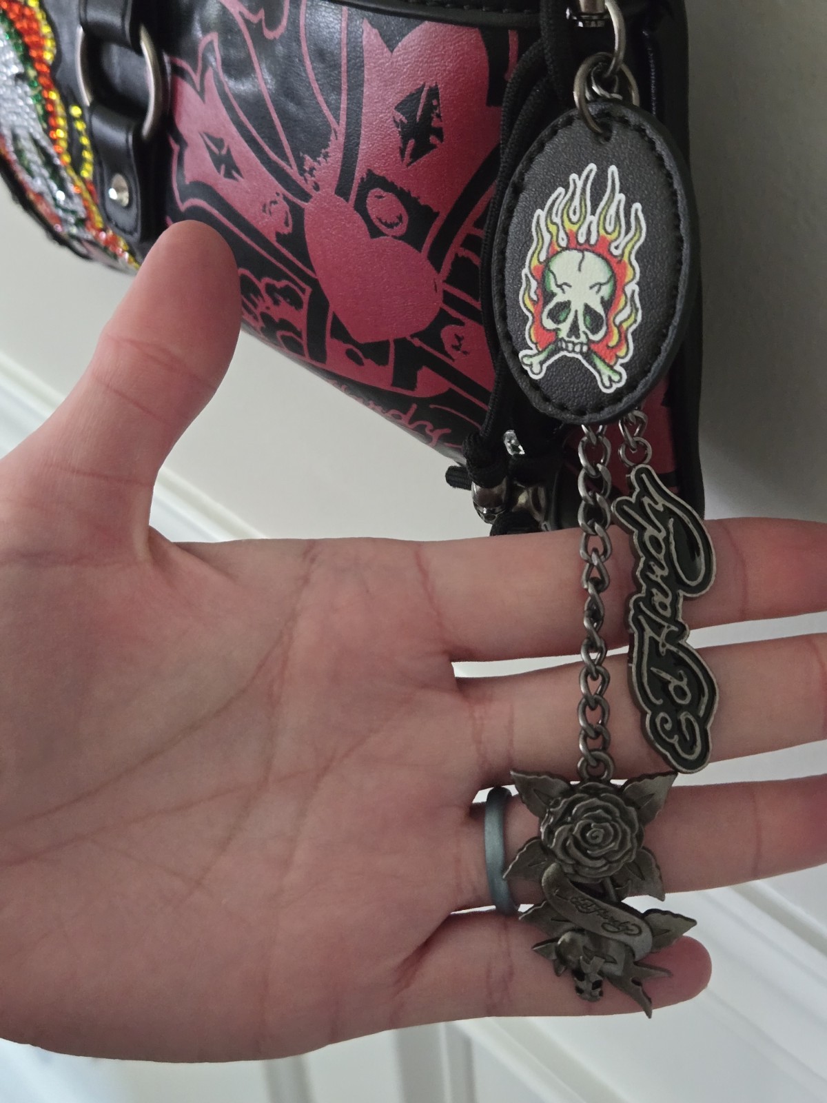​🔥 NWT Ed Hardy Y2K Baguette Bag – Rhinestone Skull & Flames – Smooth 🔥