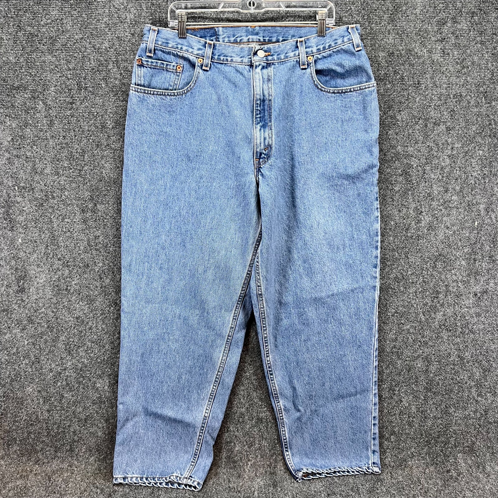 VTG Y2K Levi’s 570 USA Made Baggy Tapered Fit Blue Denim Jeans 35×30 (TAG 38×30)