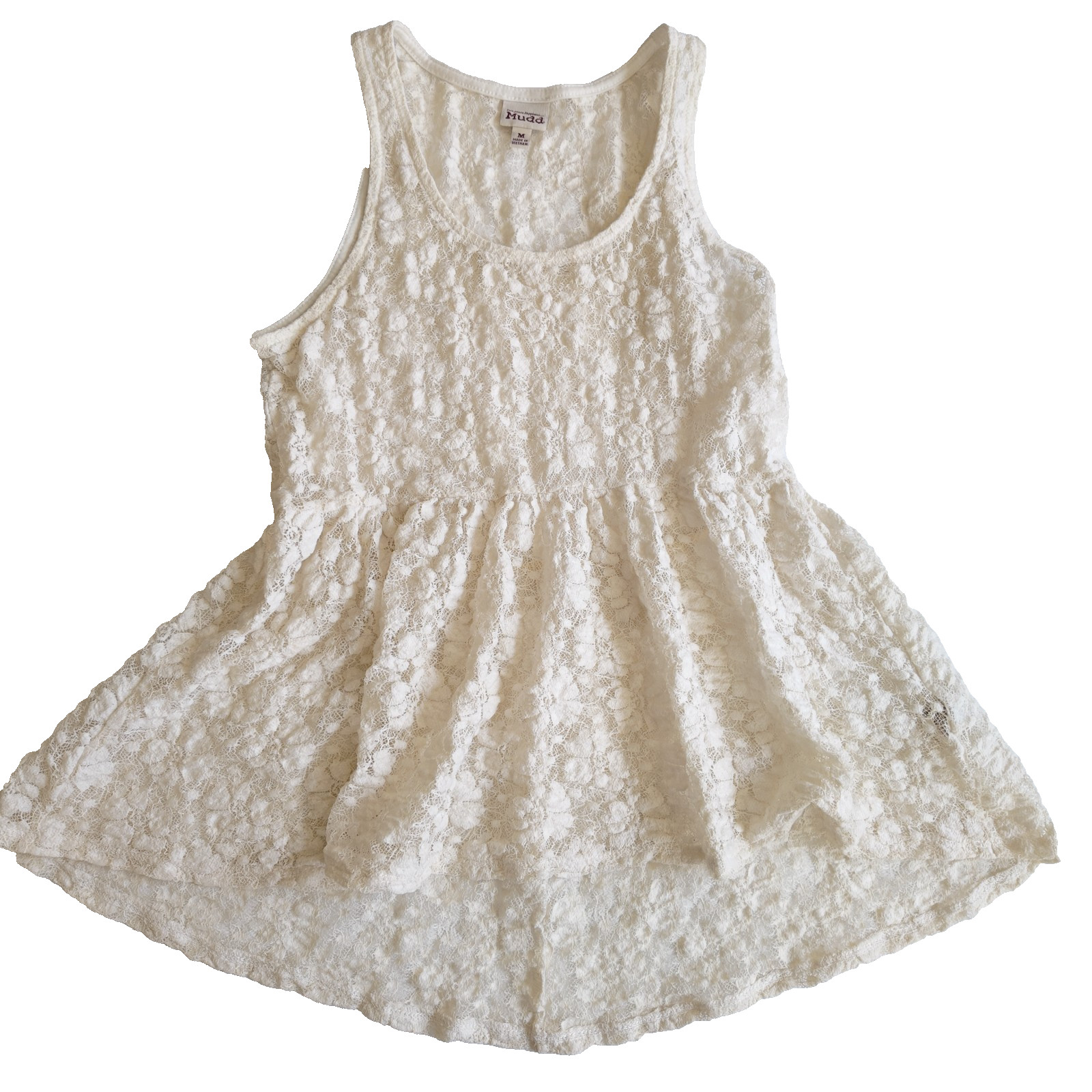 Y2K Mudd white lace flowy top size medium vintage 2000s BOHO
