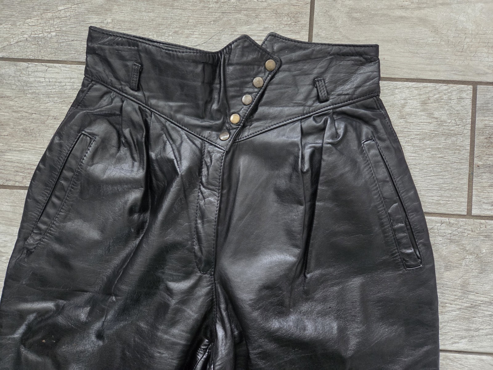 Vintage Deja Vou Designs High-waisted Black Leather Pants Womens M Biker Western