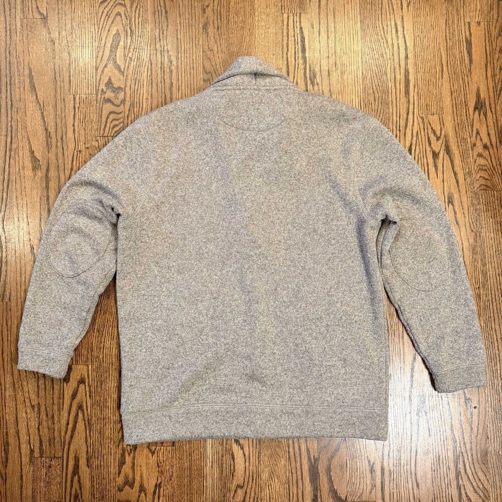 Pendleton Shawl Collar Cardigan Sweater Elbow Patches Medium Oatmeal Tan Grandpa