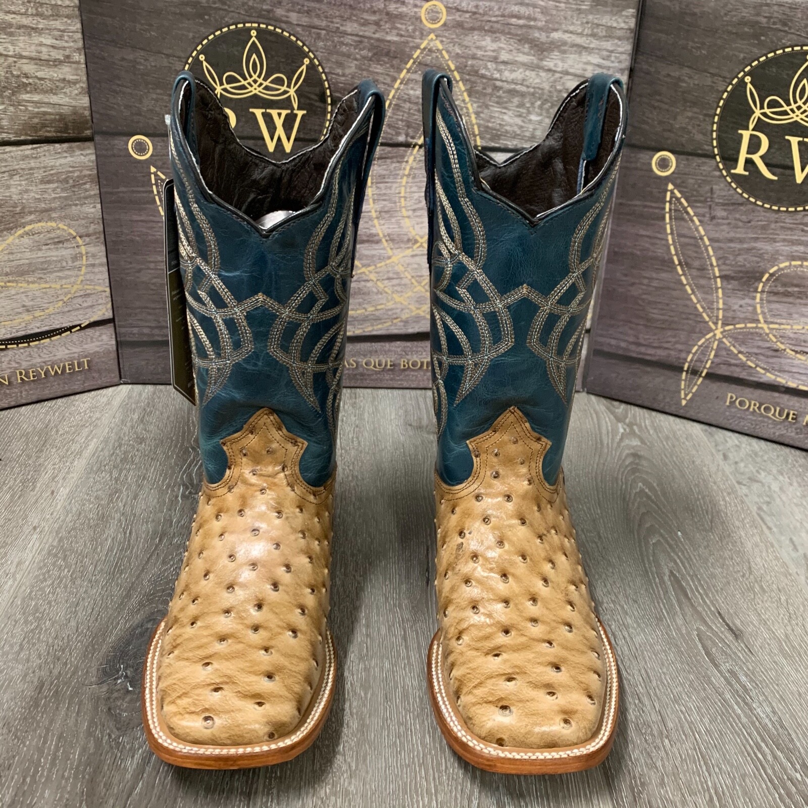 MEN’S BROWN OSTRICH QUILL LEATHER WESTERN RODEO EXOTIC COWBOY SQUARE TOE BOTAS